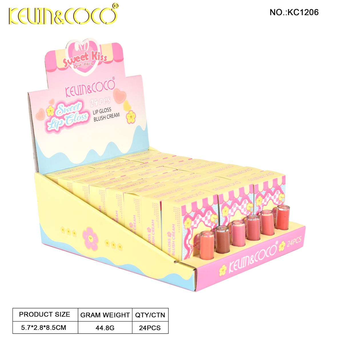 Fruity Sweet Dream Flower Lip Gloss Display - 24PCS（KC1206