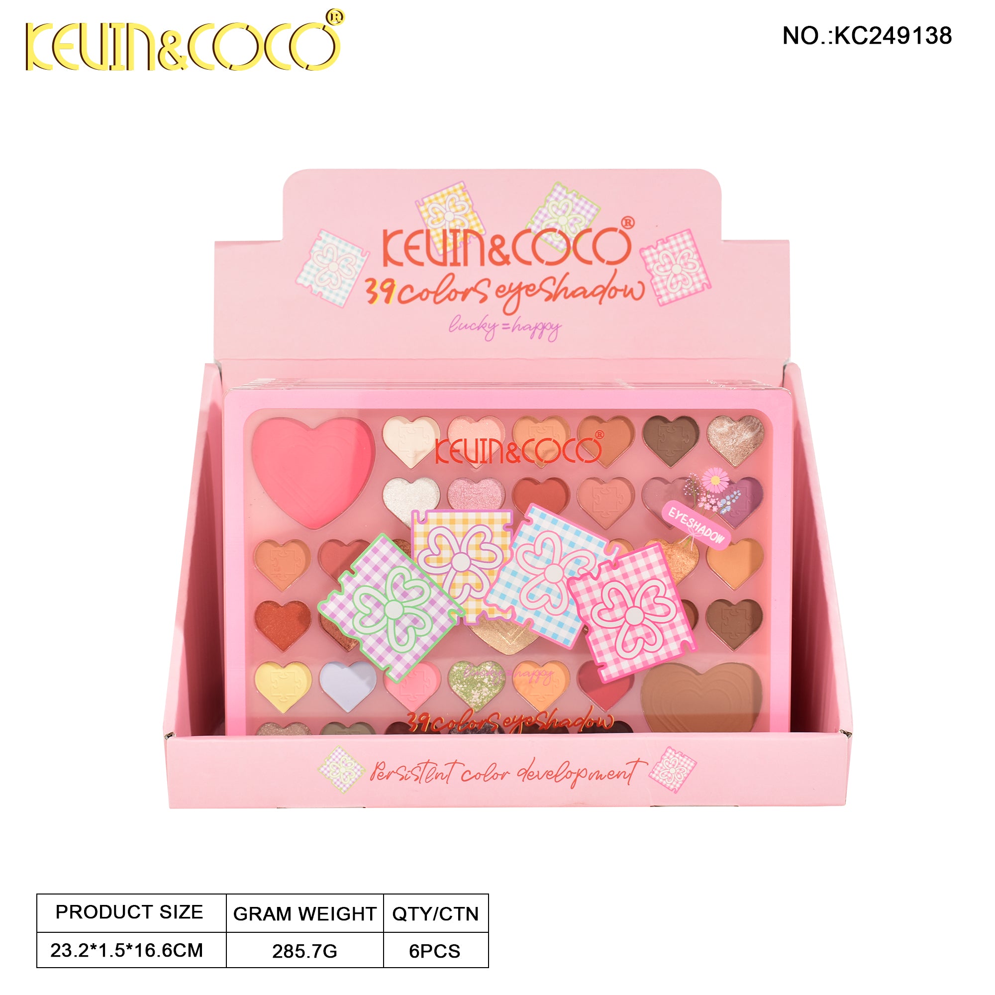 Heart Puzzle 39-Color Eyeshadow Palette DISPLAY SET - 6 PCS