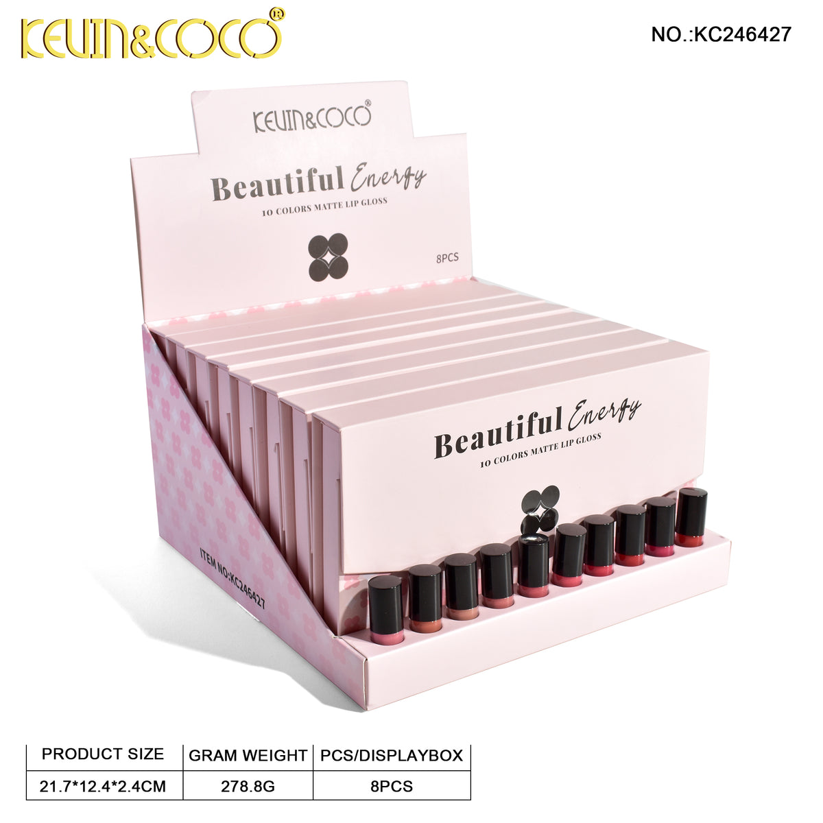 Beautiful Energy Lip Gloss Display Set - 8 PCS (KC246427)
