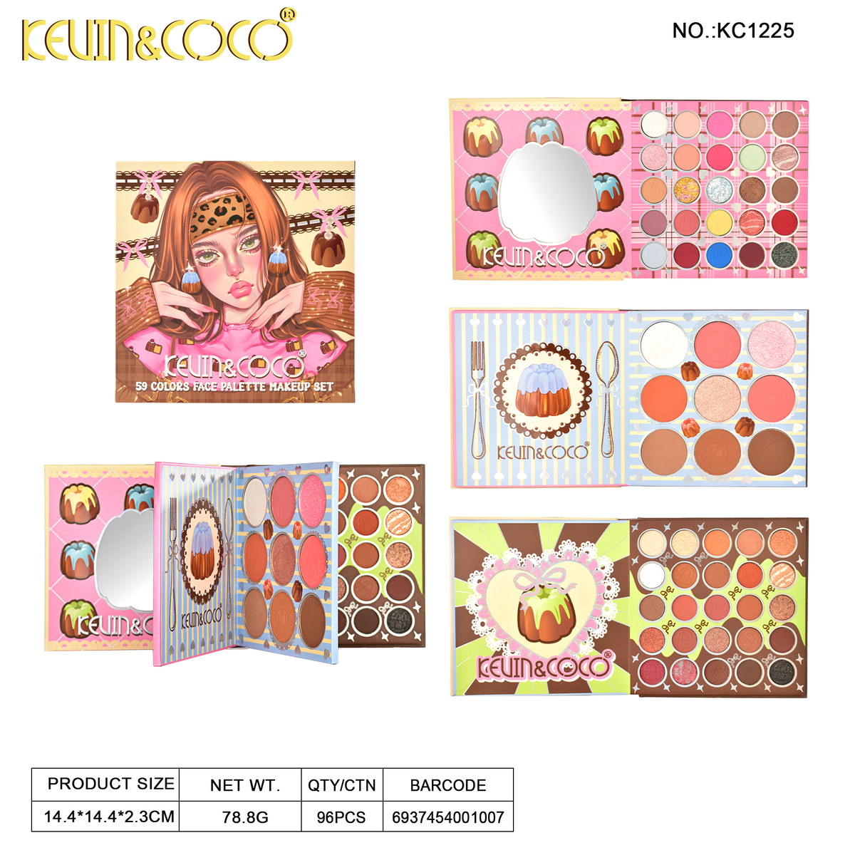 Canelé Series 59-Color Paper Book Face & Eye Makeup Kit-12PCS