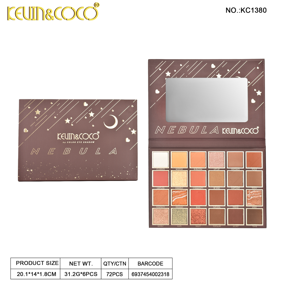 Starry Sky 24-Color Eyeshadow Palette/Coffee-6PCS(KC1380) | KEVIN&COCO