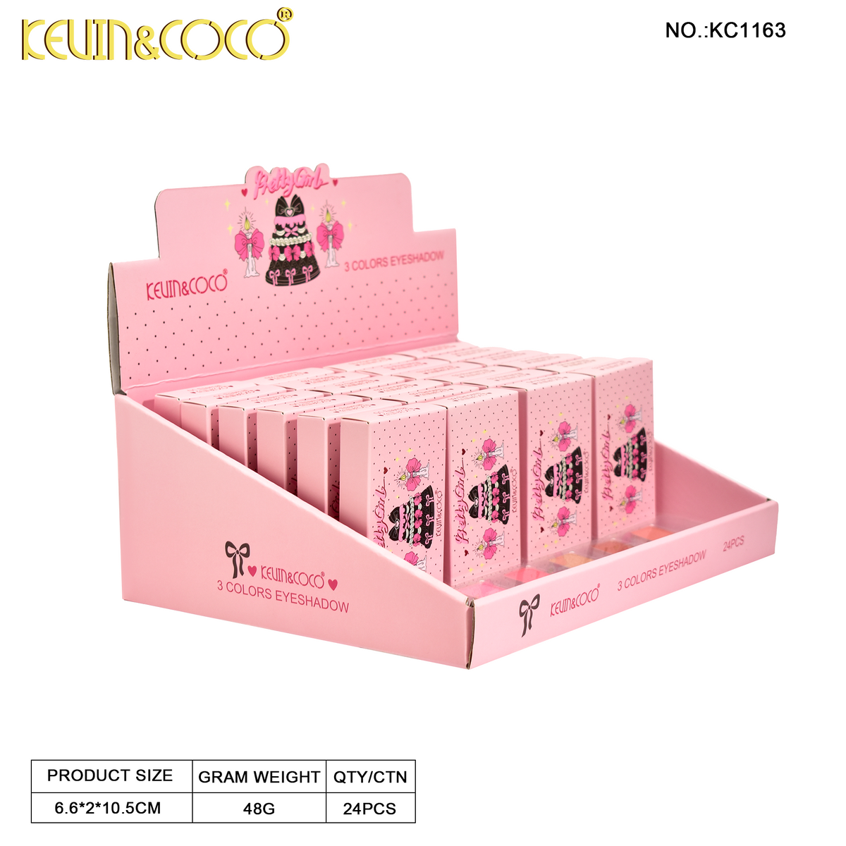 Powder & Bow 3-Color Eyeshadow Palette-24PCS(KC1163) | KEVIN&COCO