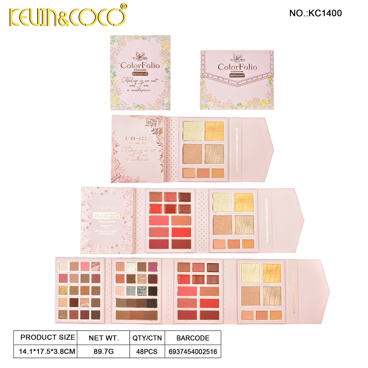 Blossom & Gaze 58-Color Eyeshadow Palette Book-6PCS(KC1400