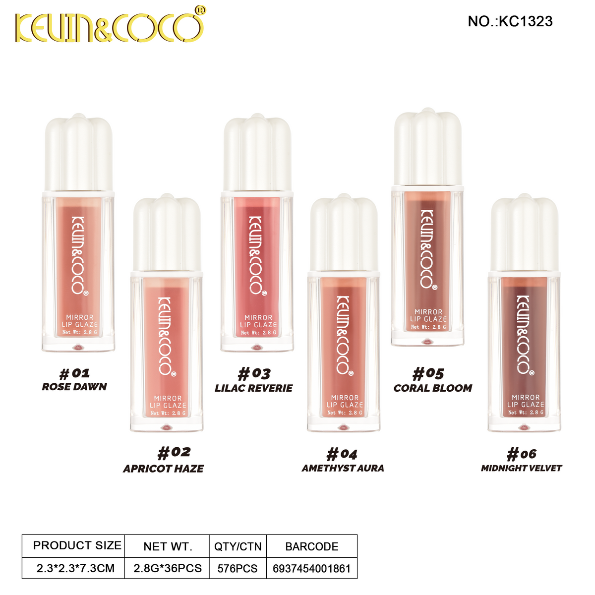 Velvety Liquid Lipsgloss-36 PCS(KC1323) | KEVIN&COCO