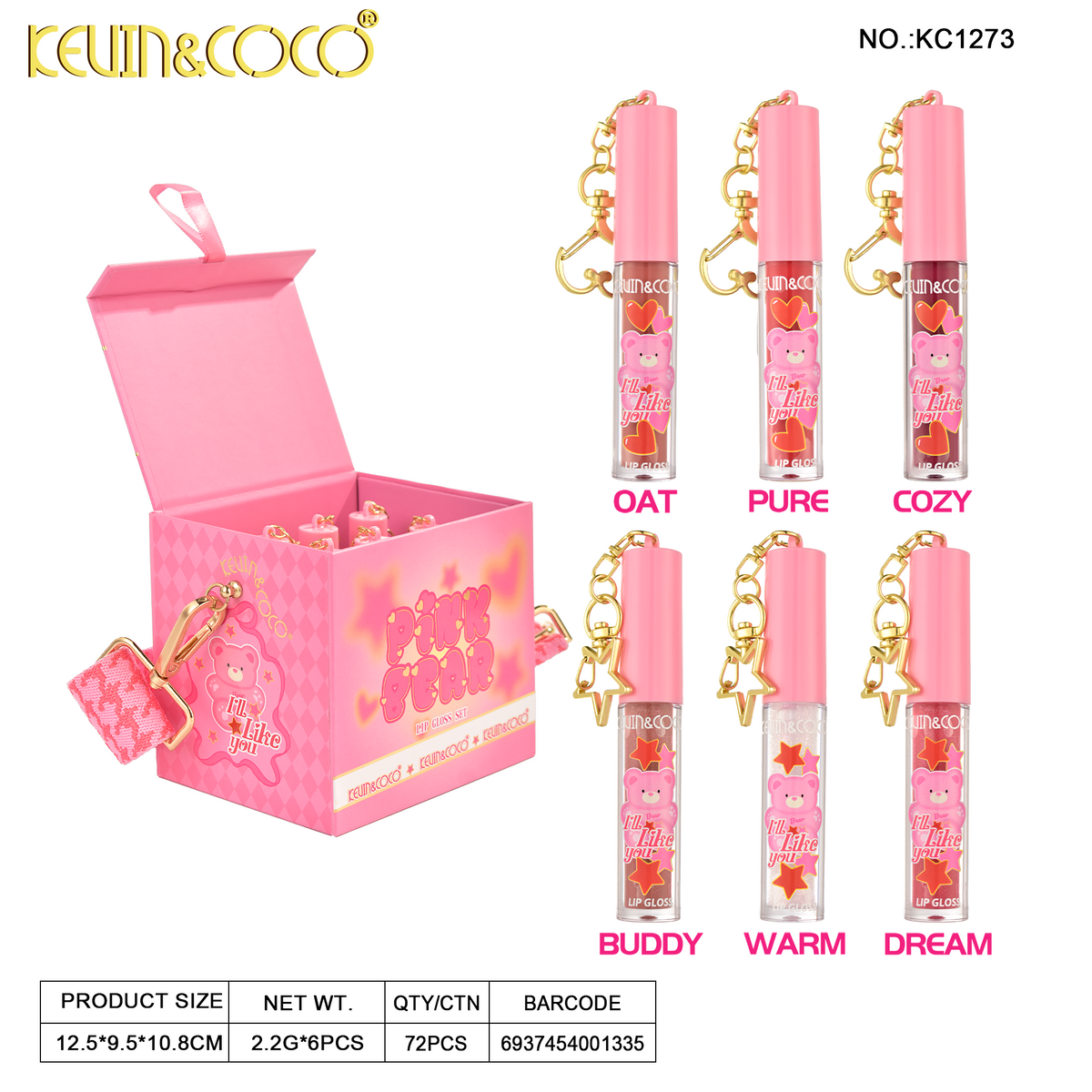 Bear Lip Gloss Set-6 PCS(KC1273) | KEVIN&COCO