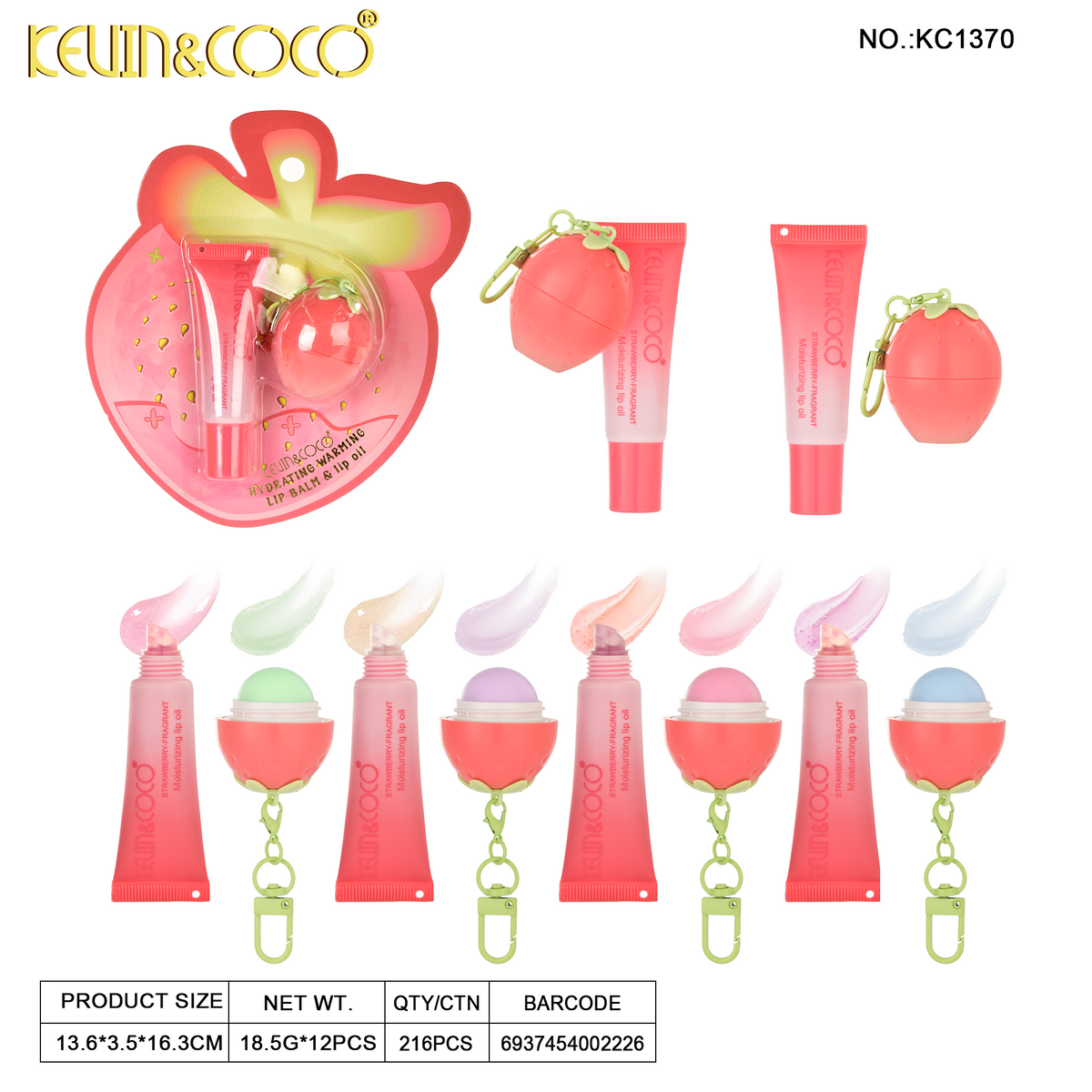 Strawberry Mood-Changing Lip Gloss & Lip Oil-12PCS(KC1370