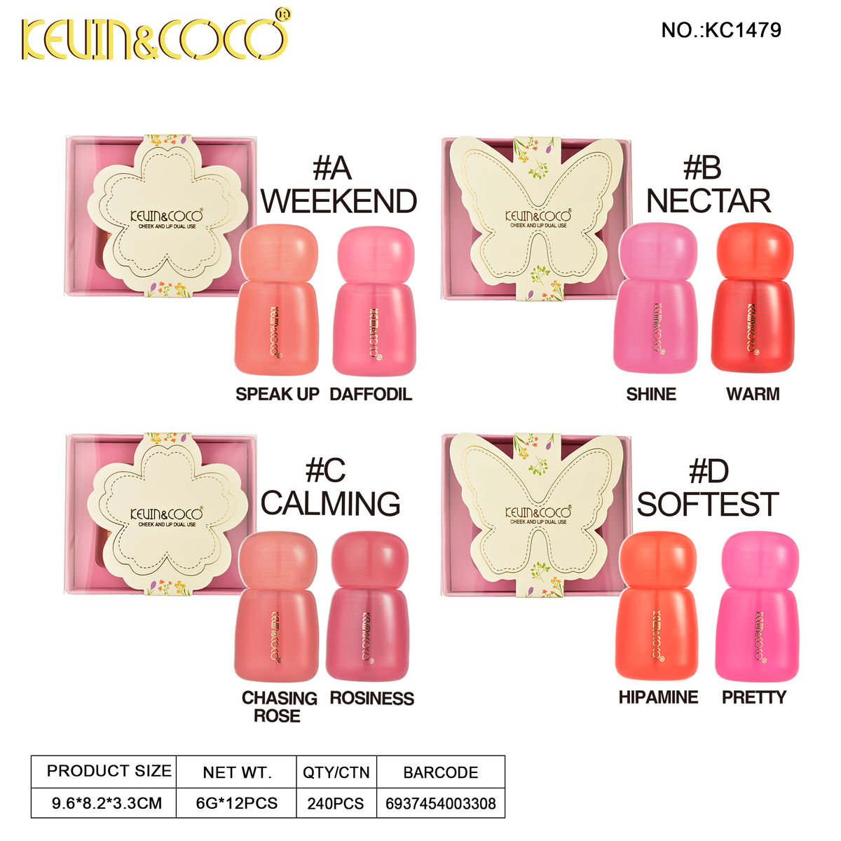 Spring Specimen Dual Lip Gloss Set-12PCS(KC1479) | KEVIN&COCO