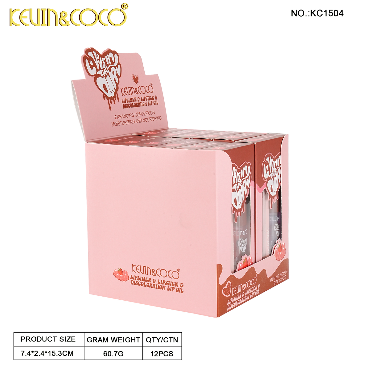 Sweet Chocolate Press-To-Use Lip Set-12PCS(KC1503/KC1504) | KEVIN&COCO