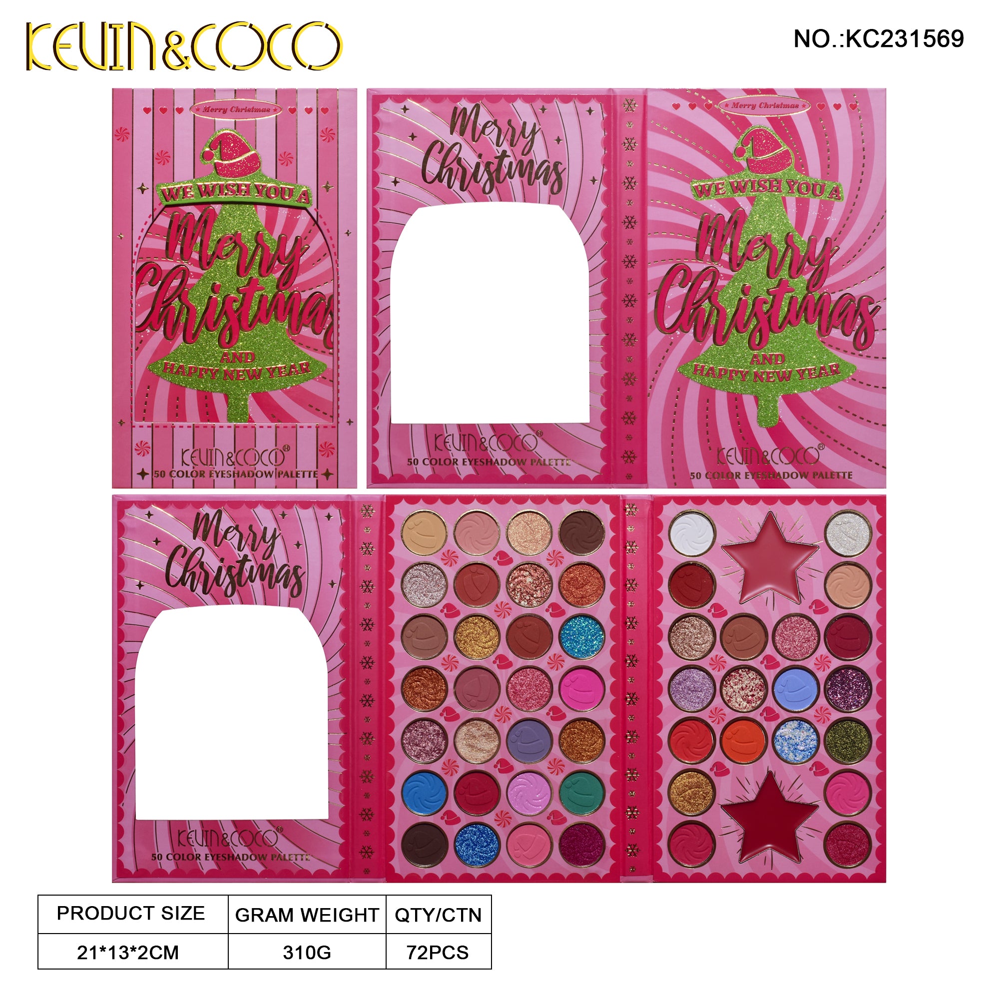 【Christmas Edition】50-Color Christmas Tree Makeup Palette (KC231569)