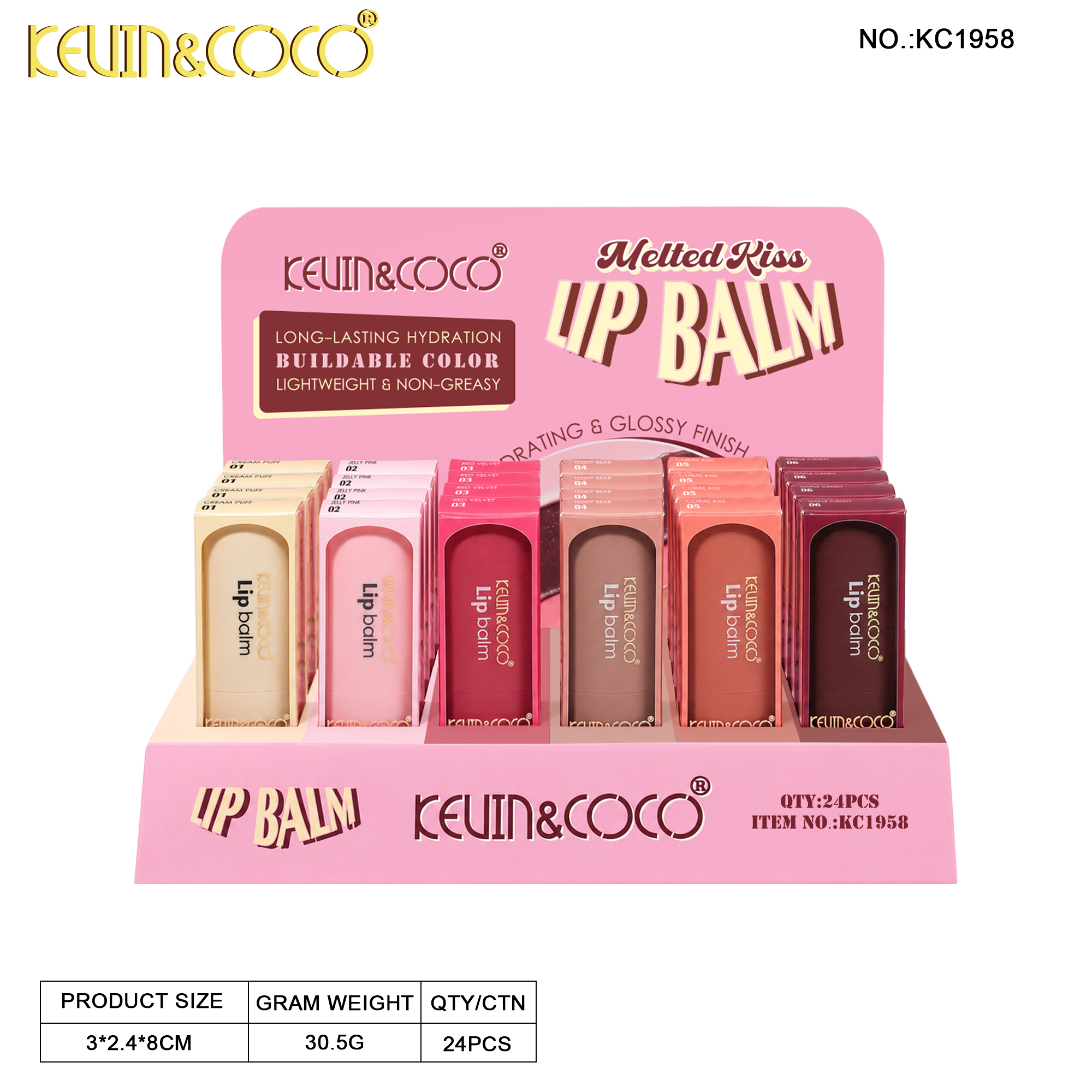 Warm Tangerine Tinted Lip Balm -24PCS(KC1958)