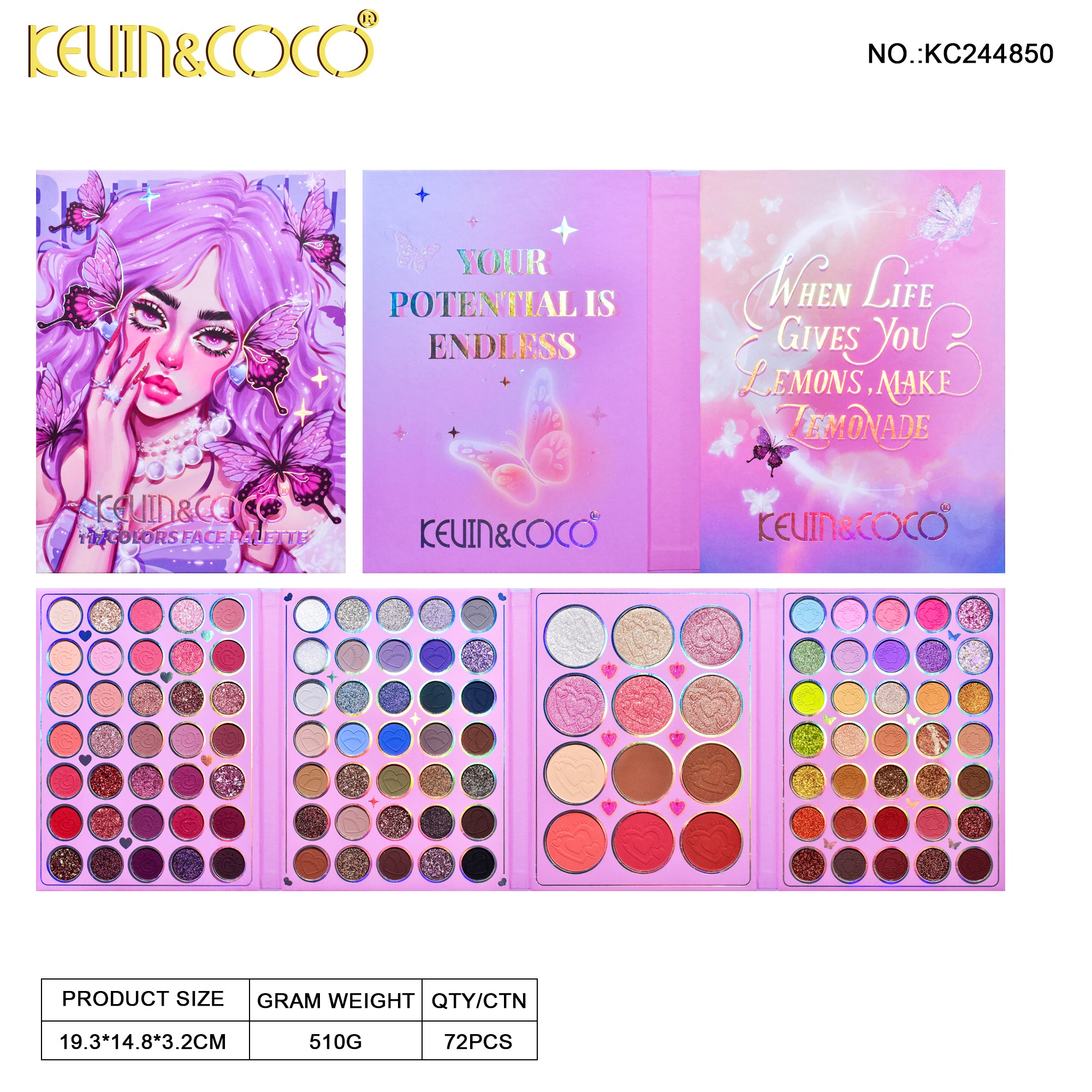 117-Color Fuchsia Radiance Eyeshadow Palette (KC244850)