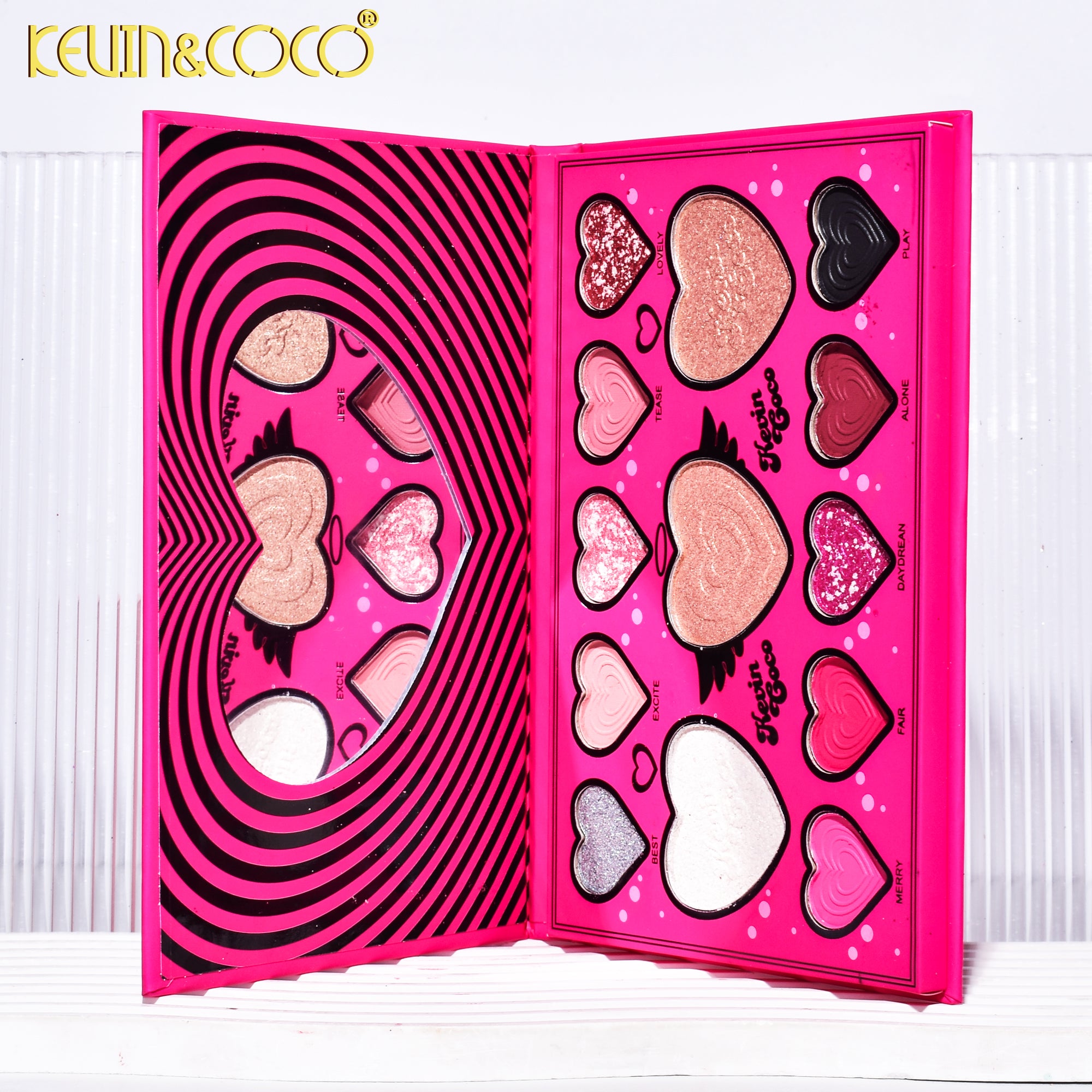 13-Color Sparkle Pink Eyeshadow Palette (KC245314) | KEVIN&COCO