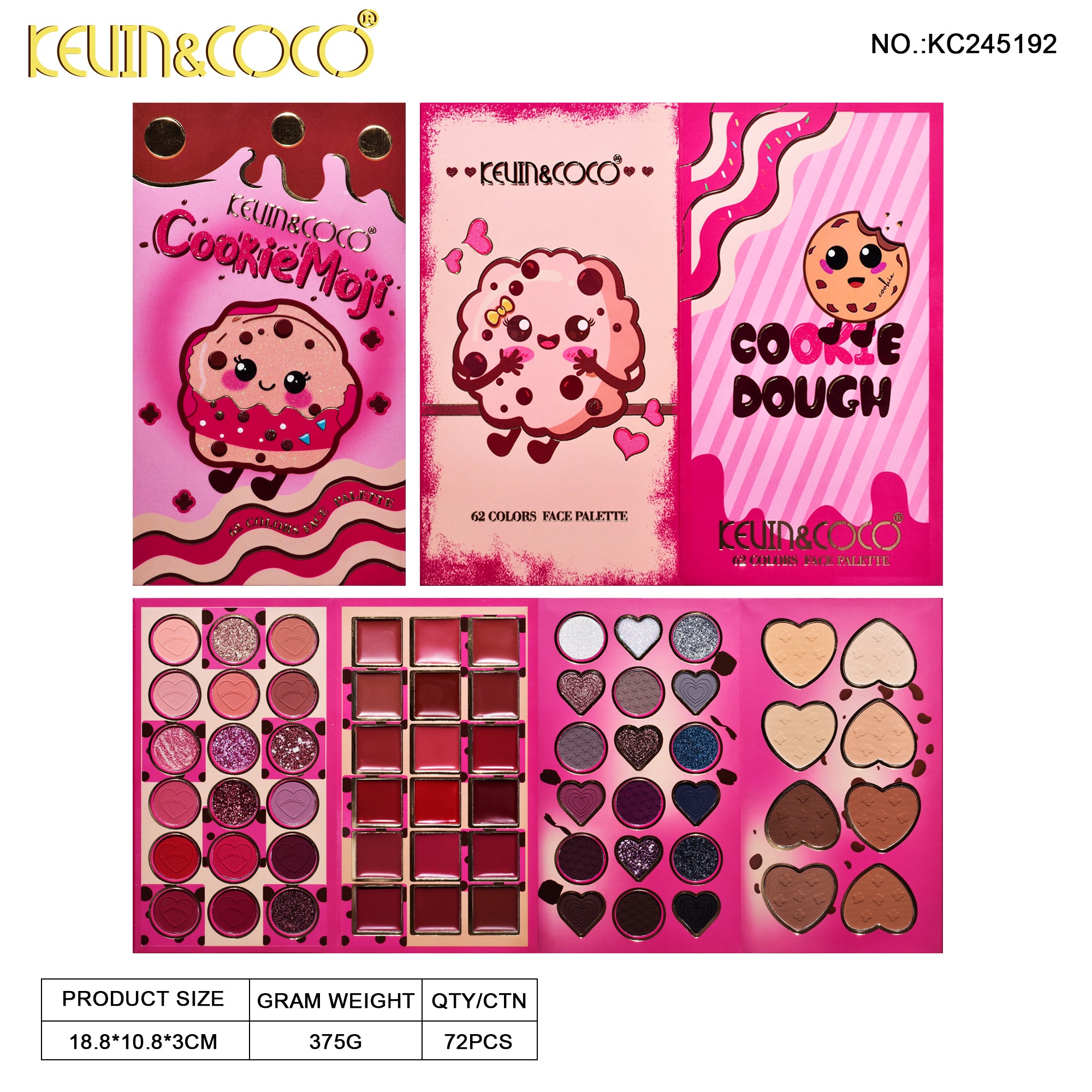 62-Color Cookie Moji Makeup Palette  (KC245192)