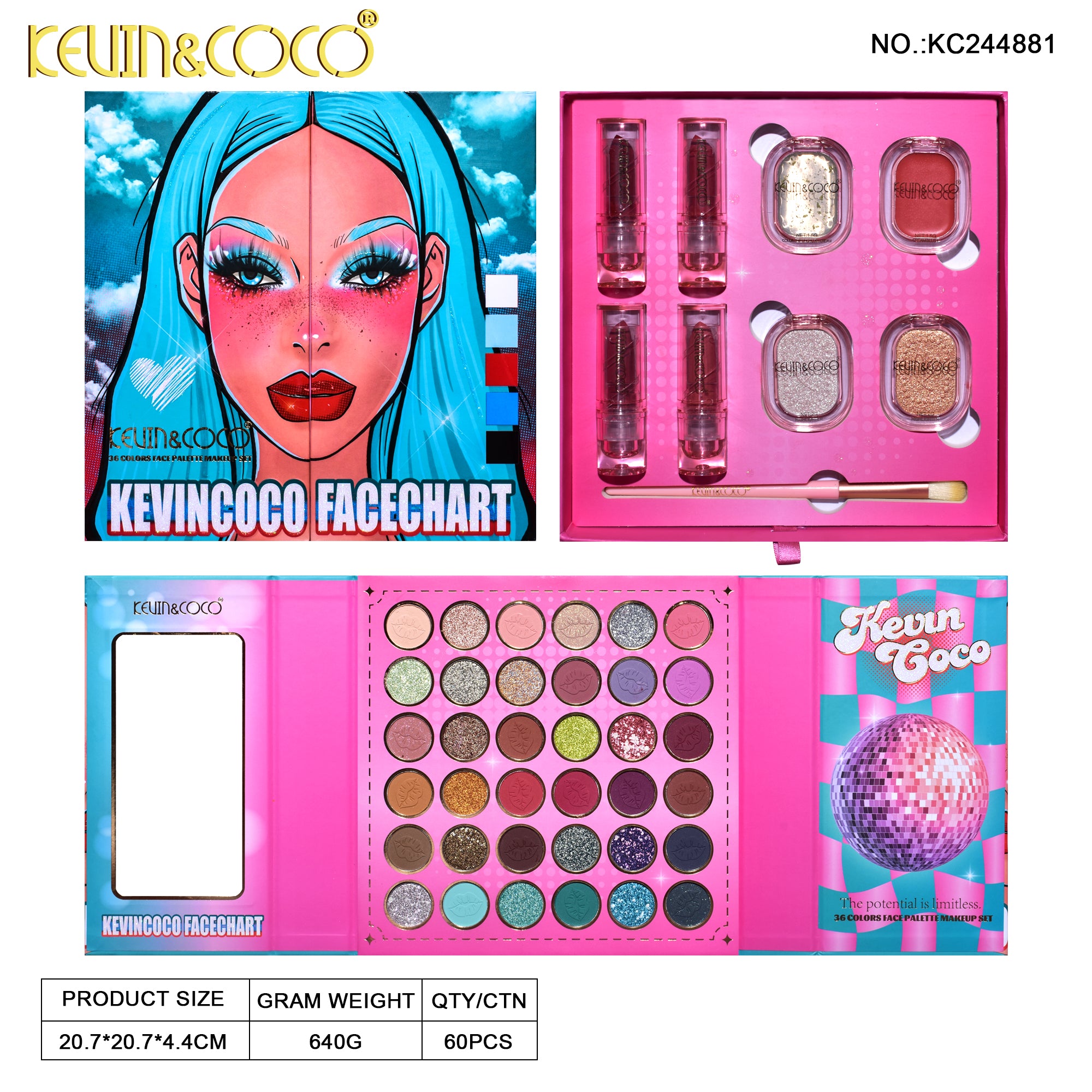 36-Color Blue Dream Pop Girl Makeup Kit (KC244881)