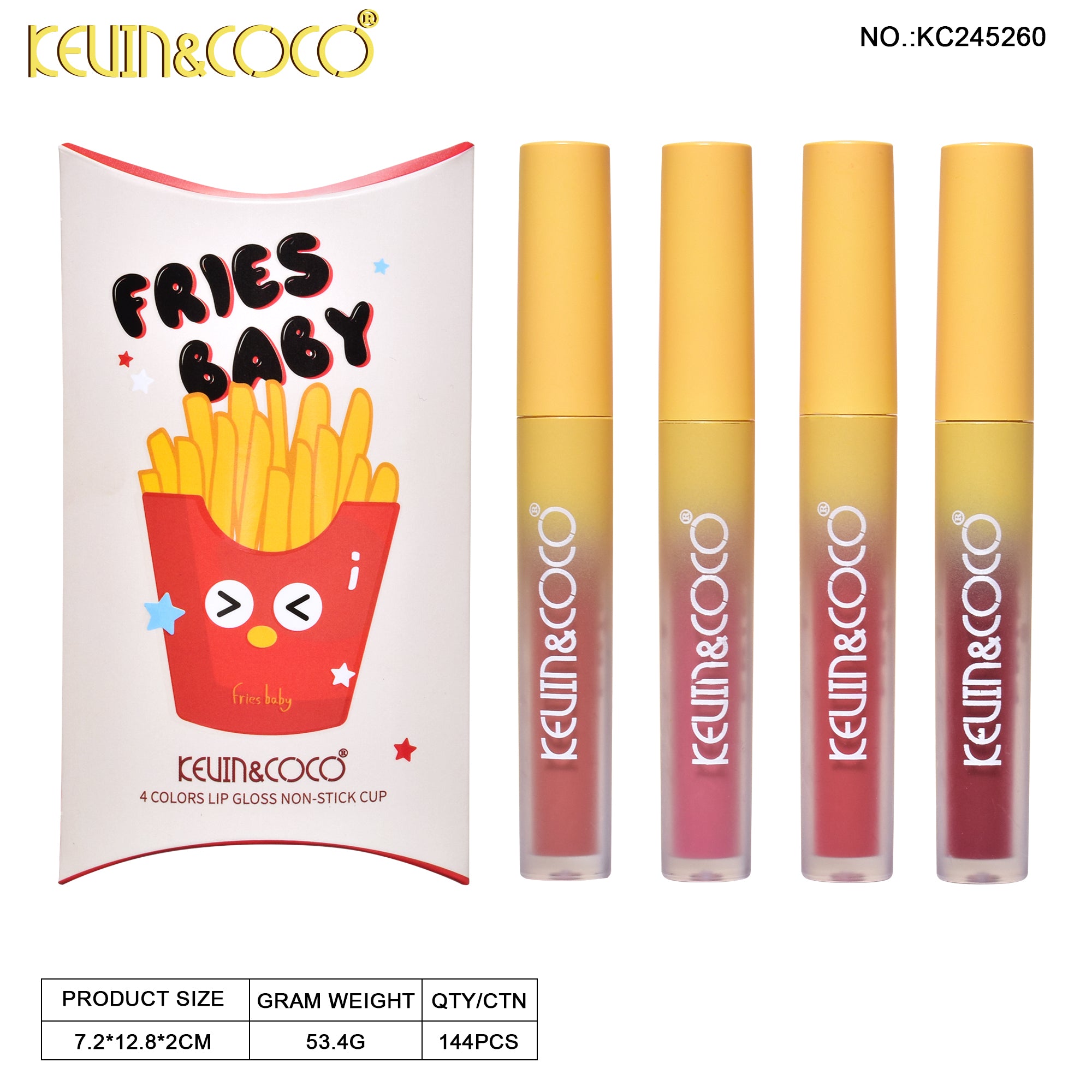 kevin c cucumber lips Kiss Time 10-Piece Lip Gloss Set Display -6PCS(KC1230) Fries & Chips Lip Gloss