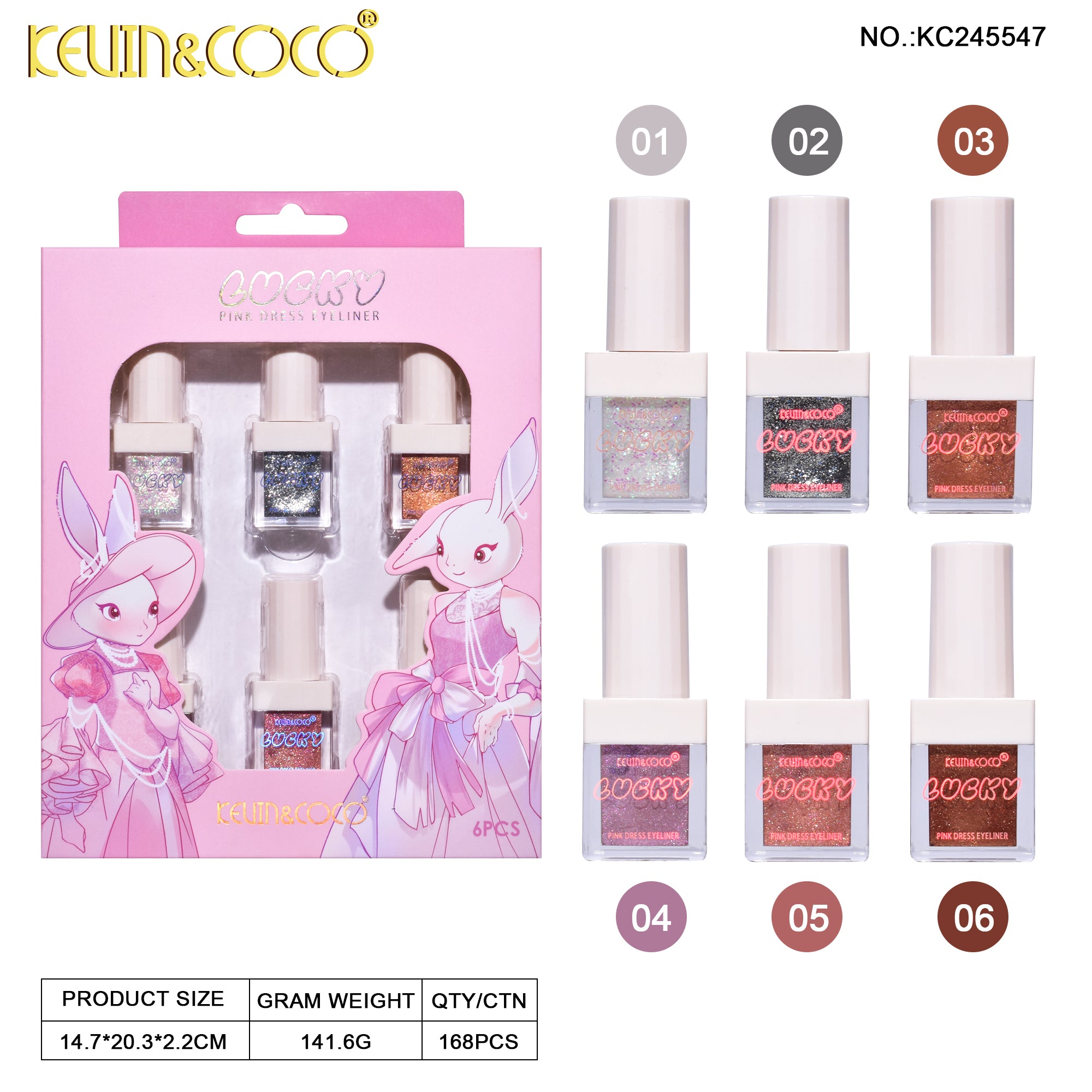 6-Color Bunny Sparkle Eyeliner (KC245547)