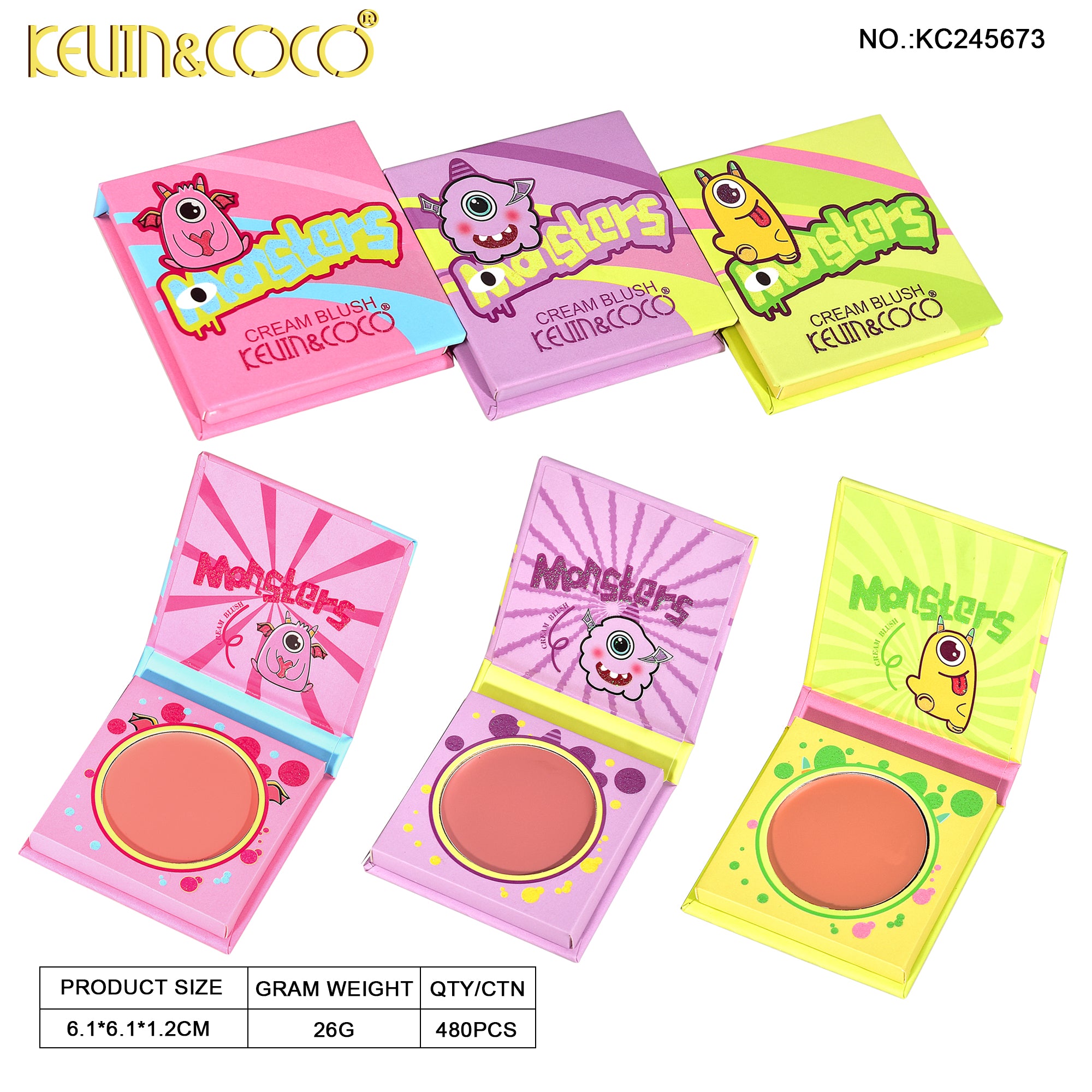 3-Color Hello Monsters Cream Blush (KC245673)