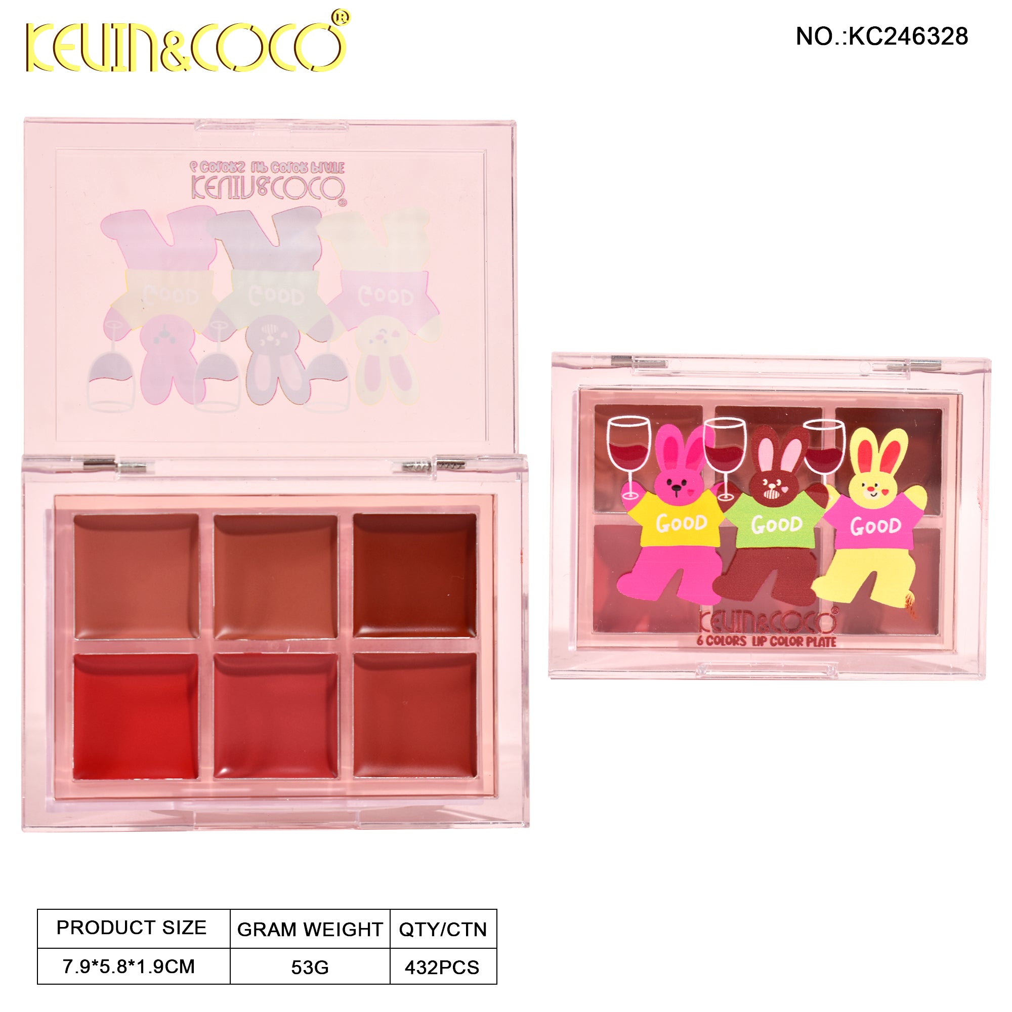 6-Color Party Bunny Lip Cream Palette (KC246328)