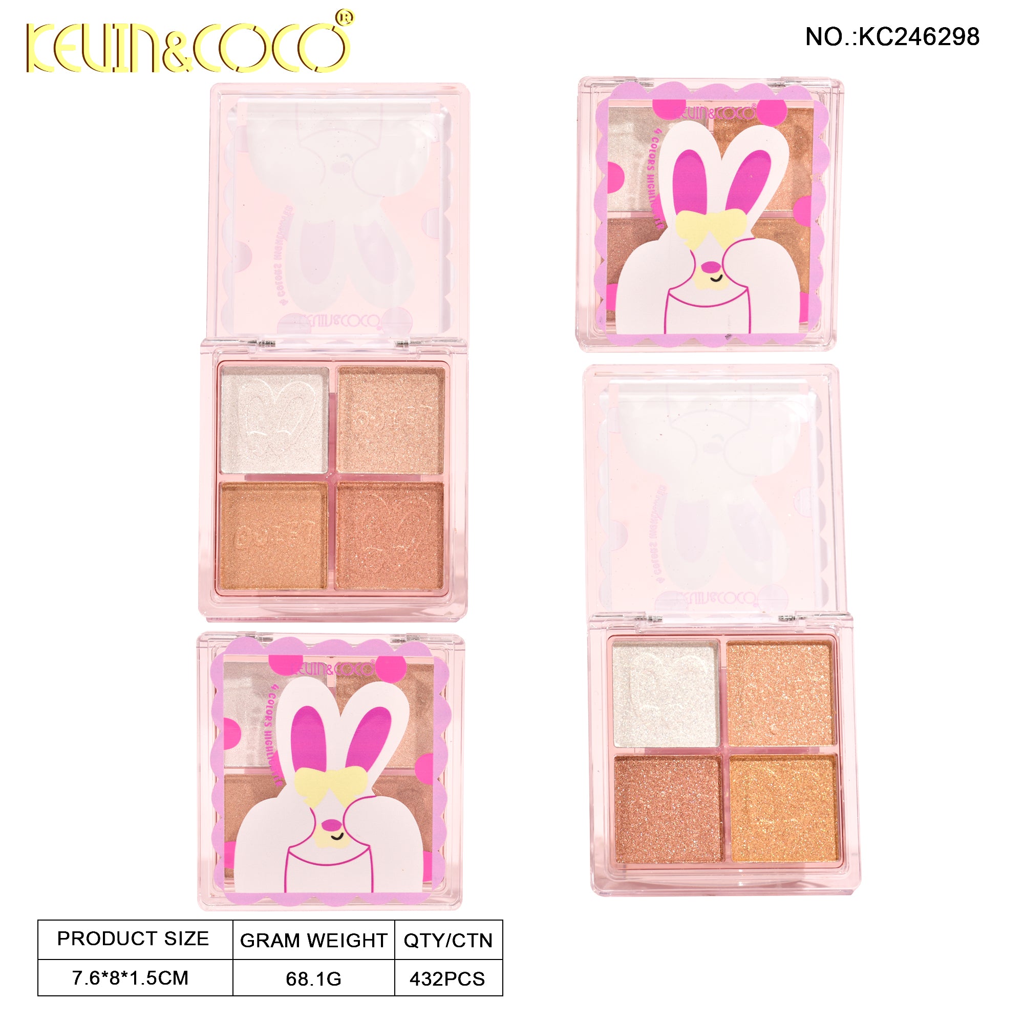 4-Color Party Bunny Highlighter Palette (KC246298)