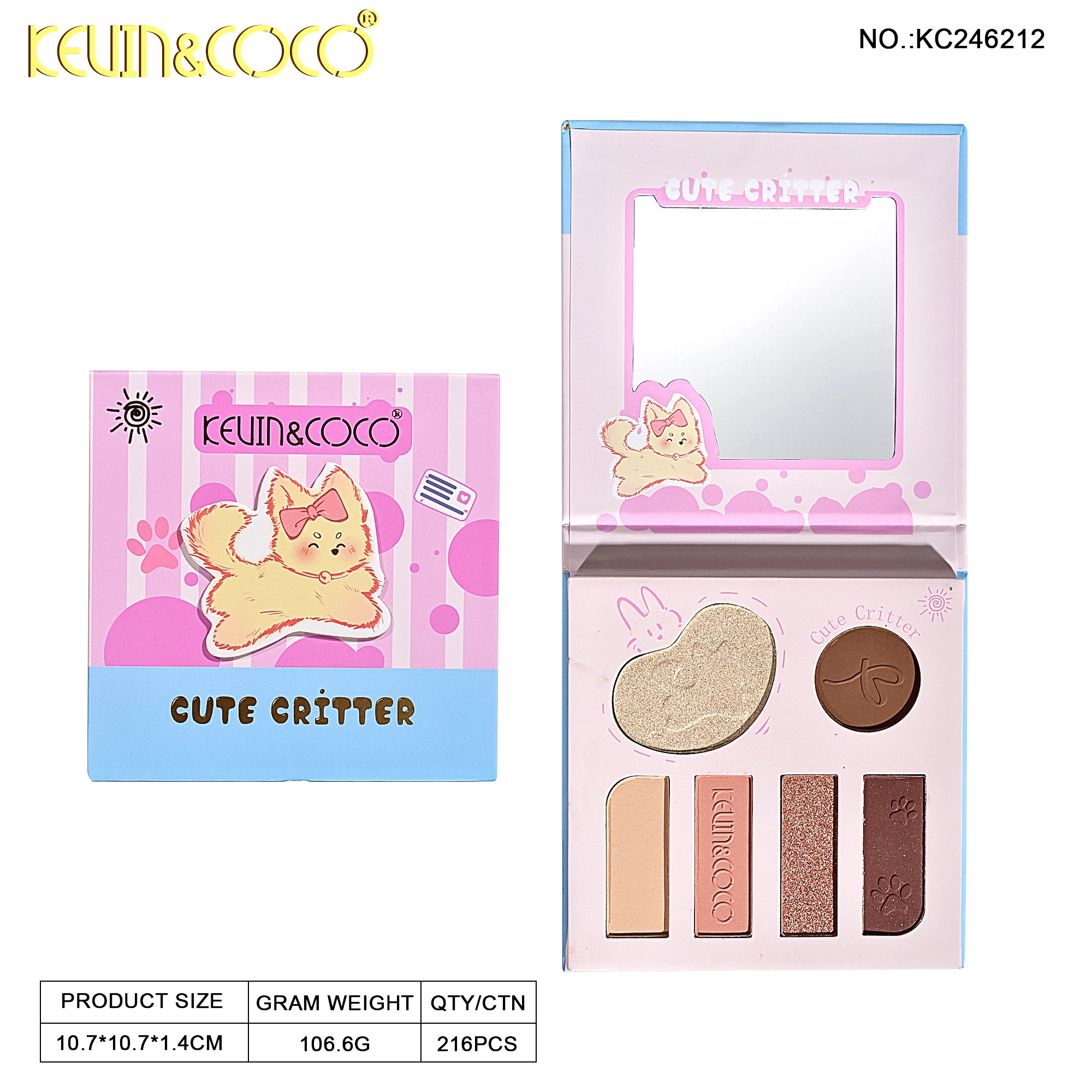 6-Color Cute Critter Eyeshadow Palette - Blue(KC246212)