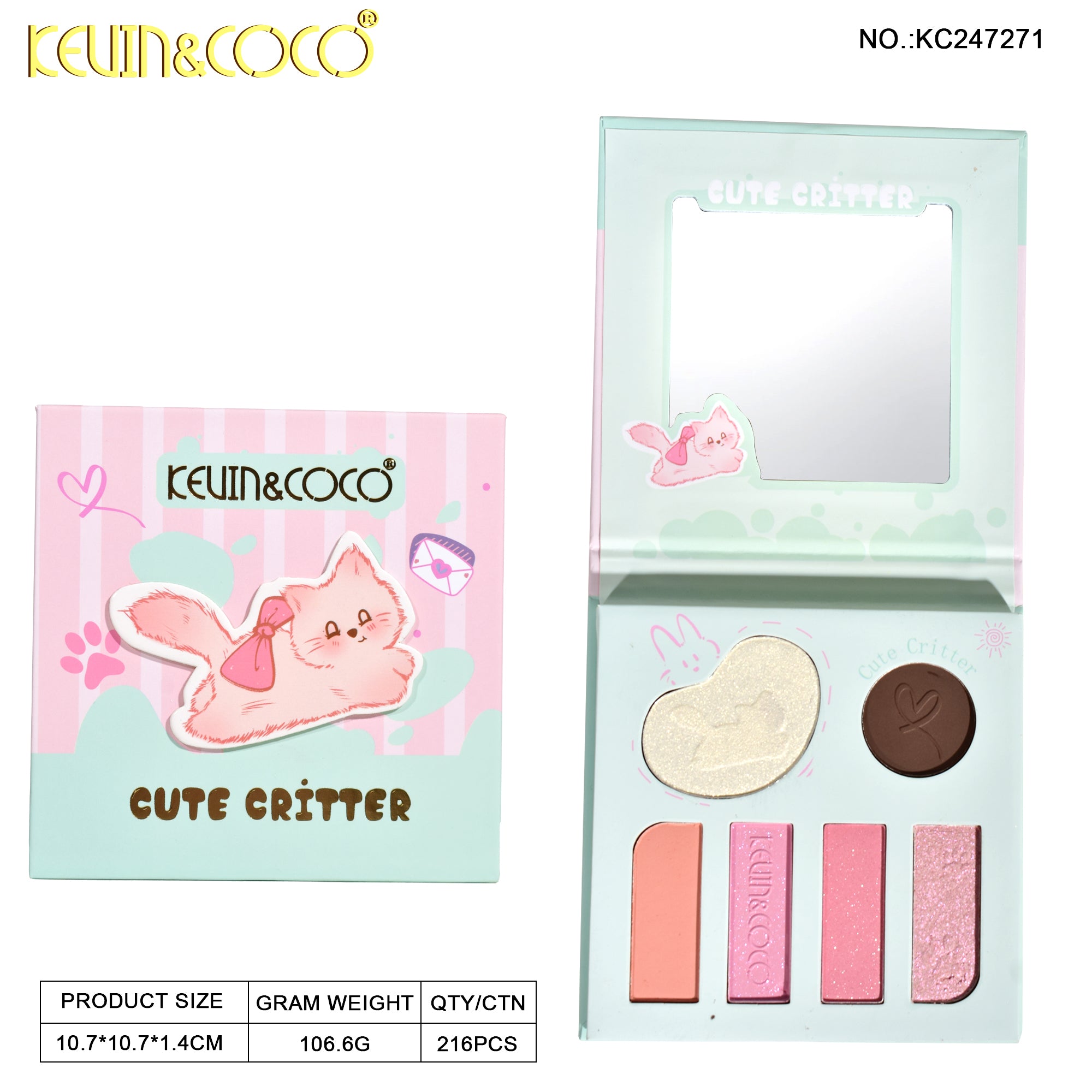 Cute Critter Eyeshadow Palette: Green Display Set - 12 PCS( KC247271)