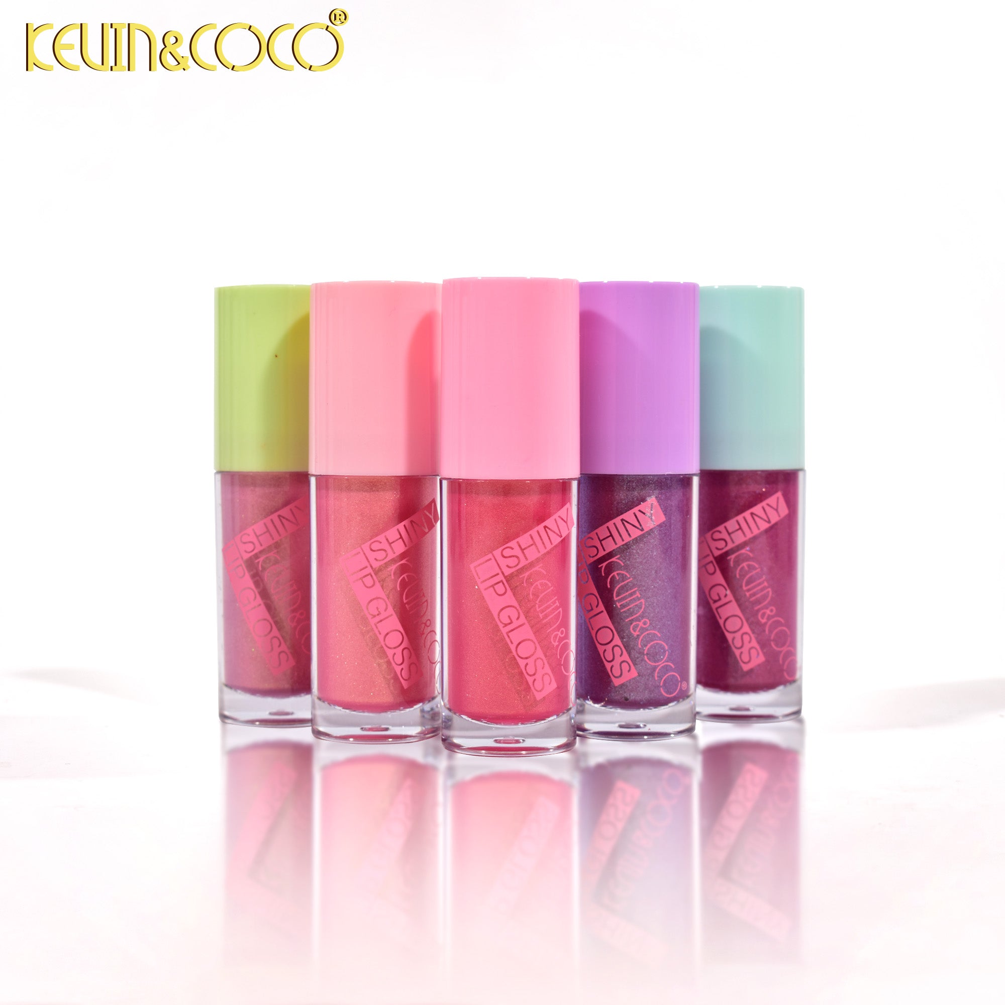 5-Color Shiny Lip Gloss DISPLAY Set - 6 PCS (KC246748)