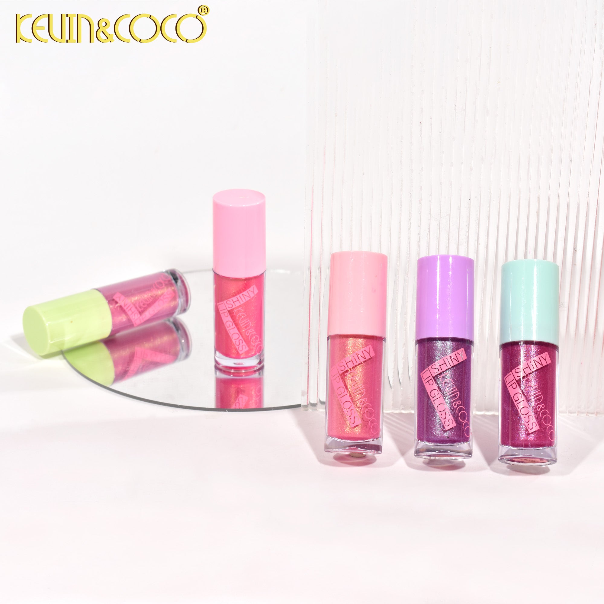 5-Color Shiny Lip Gloss DISPLAY Set - 6 PCS (KC246748)