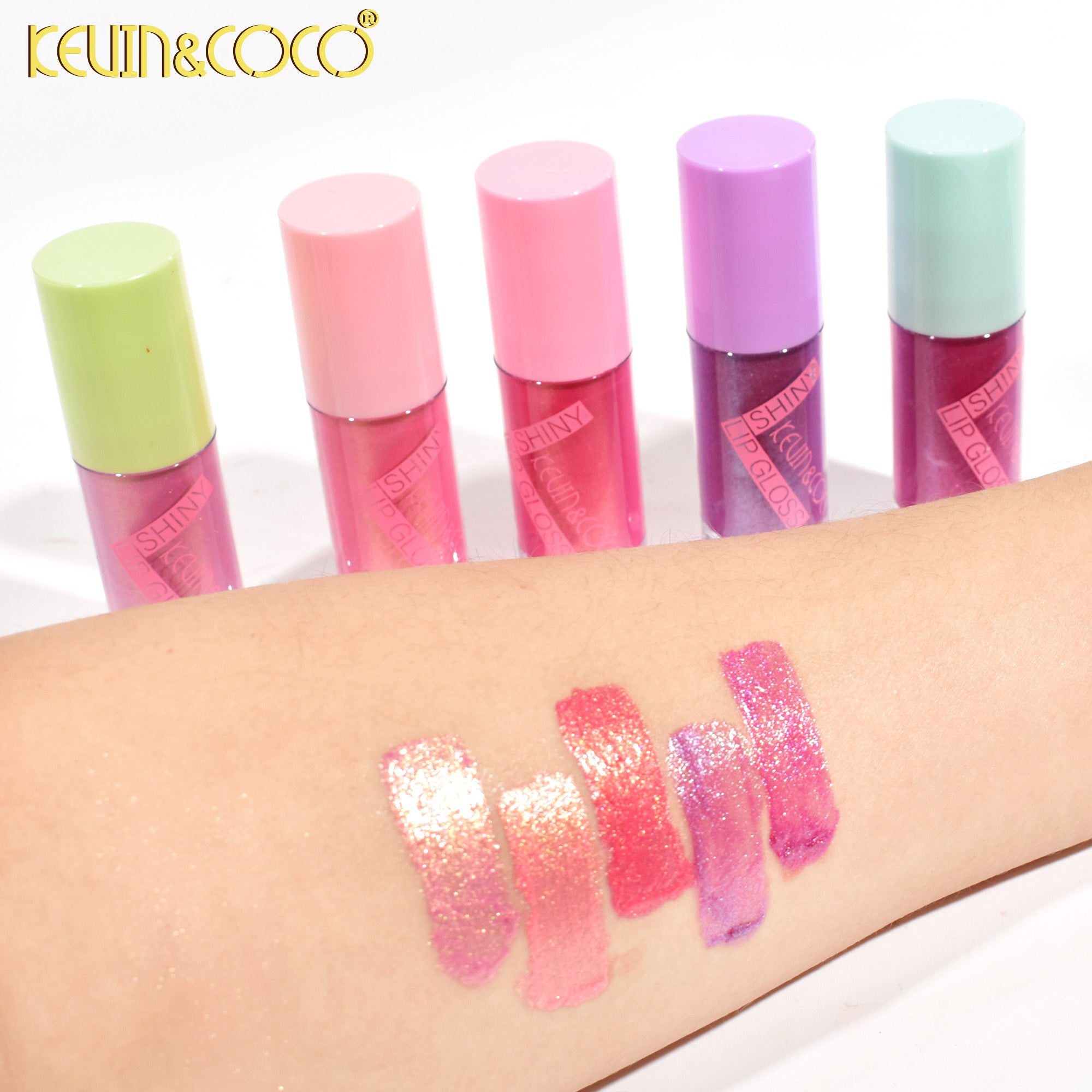 5-Color Shiny Lip Gloss DISPLAY Set - 6 PCS (KC246748)