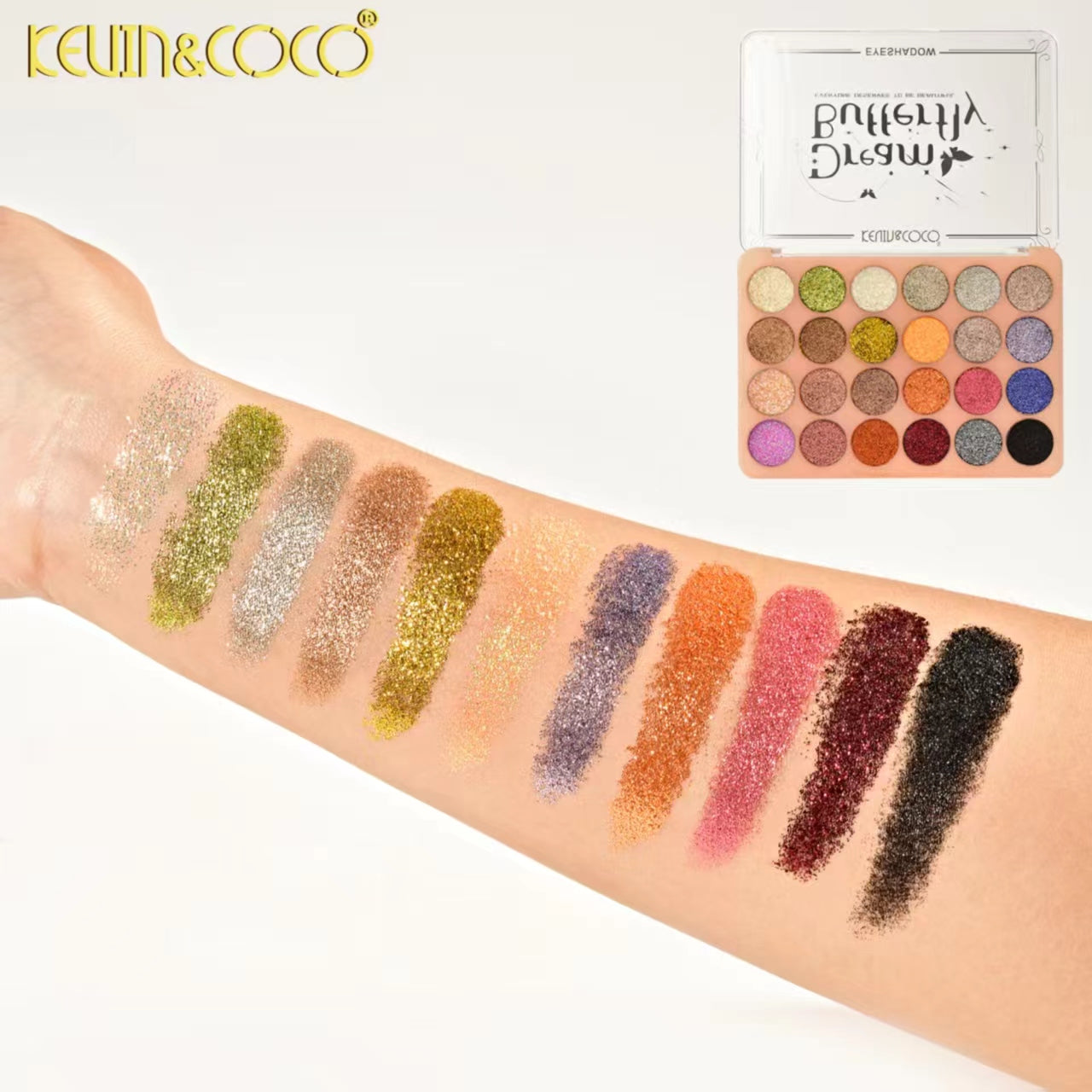 24-Color Butterfly Dream Glitter Eyeshadow Palette Display - 12PCS(KC1130)