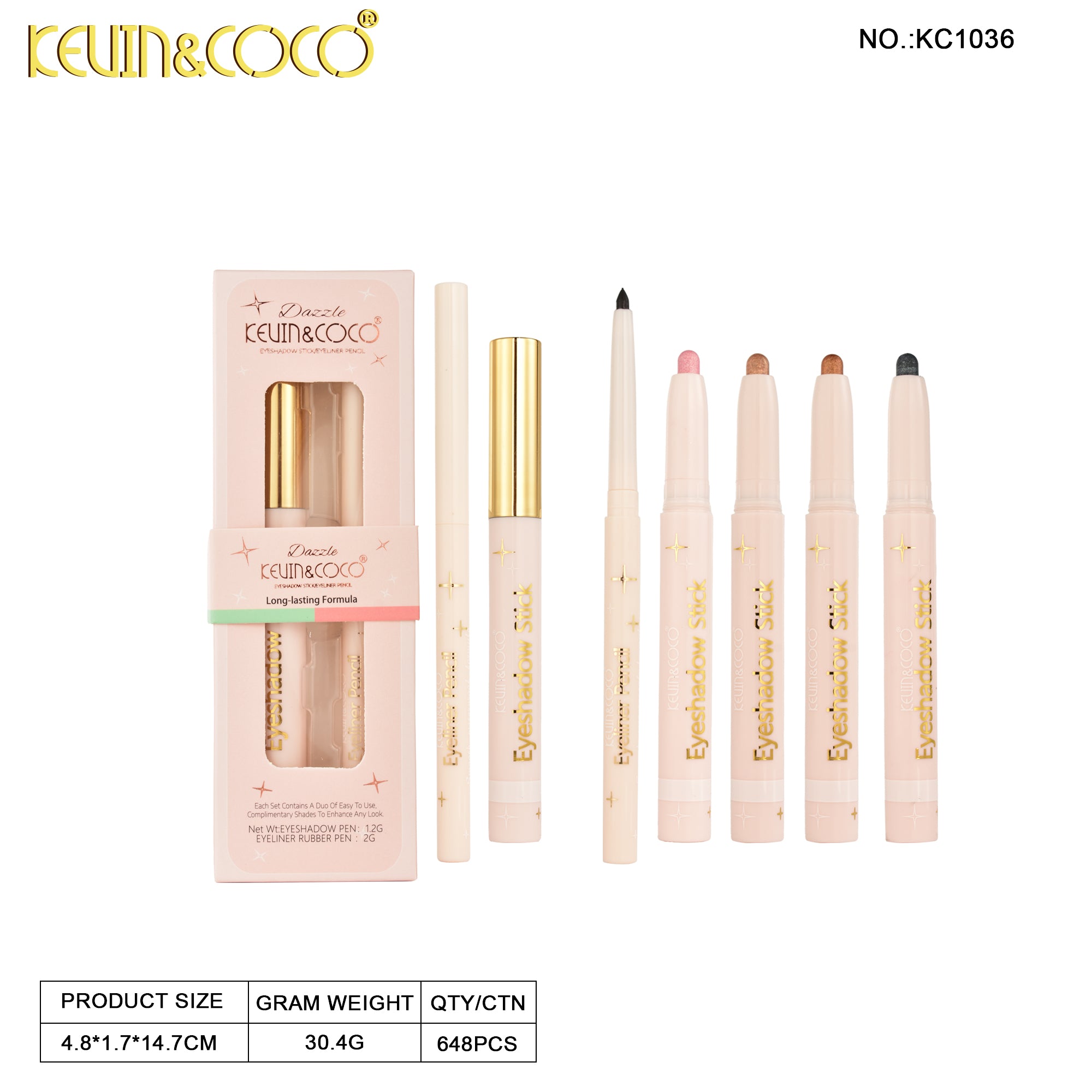 Starlight Eyeshadow Stick Set – 4 Color Collection - Display 24 PCS (KC1036)