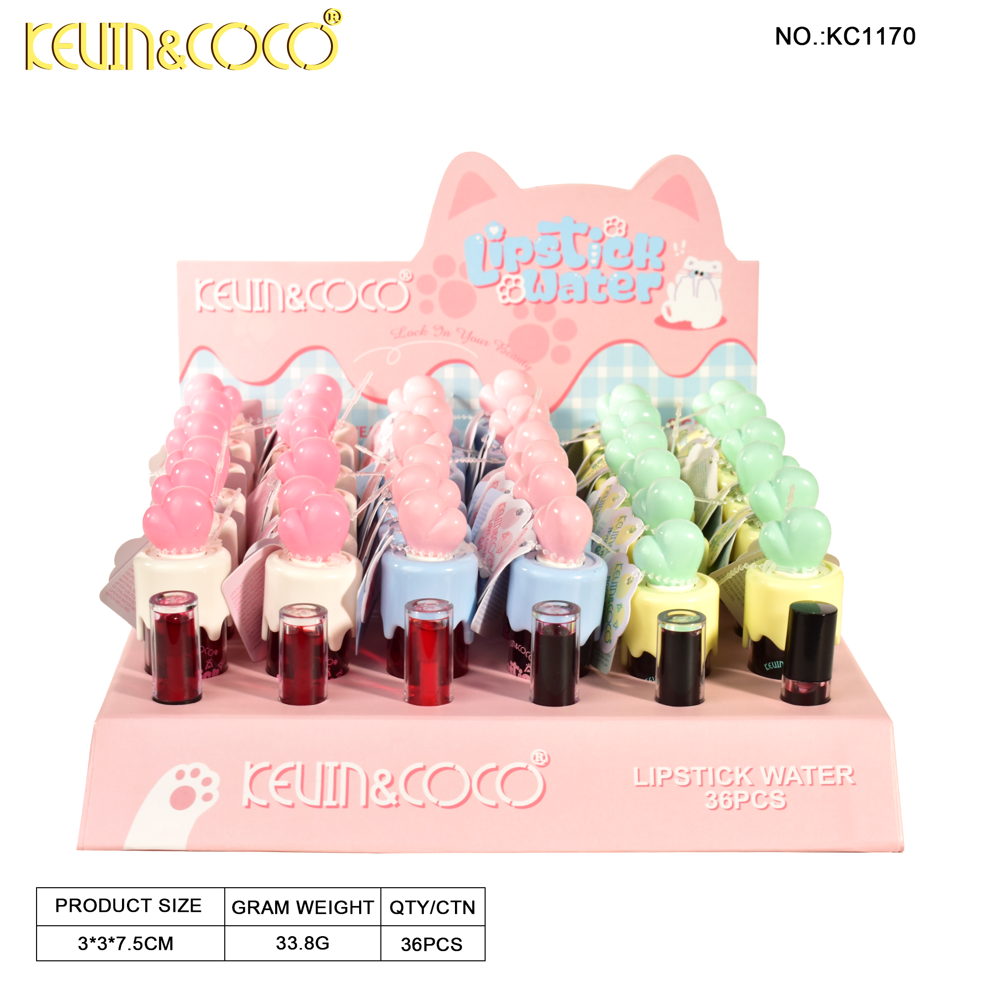 Sweetheart Angel Lip Stain Display - 36PCS (KC1170)