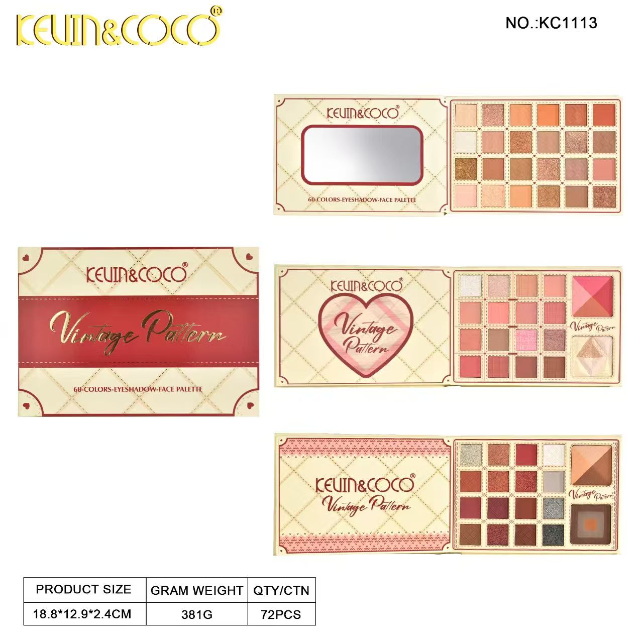 60-Color Tartan Eyeshadow Palette Display - 6PCS(KC1113)