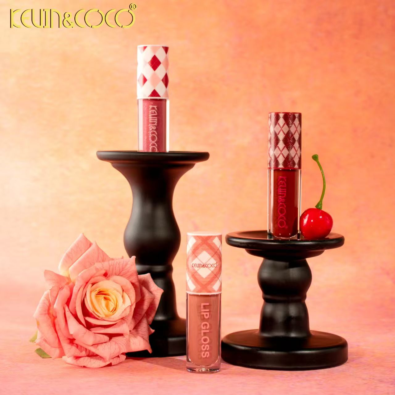 Tartan-patterned Hydrating Lip Glosses Kit Display - 12PCS(KC1109