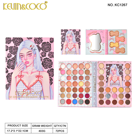 62 Shades of Rose Eyeshadow Palette - 12PCS(KC1267) | KEVIN&COCO