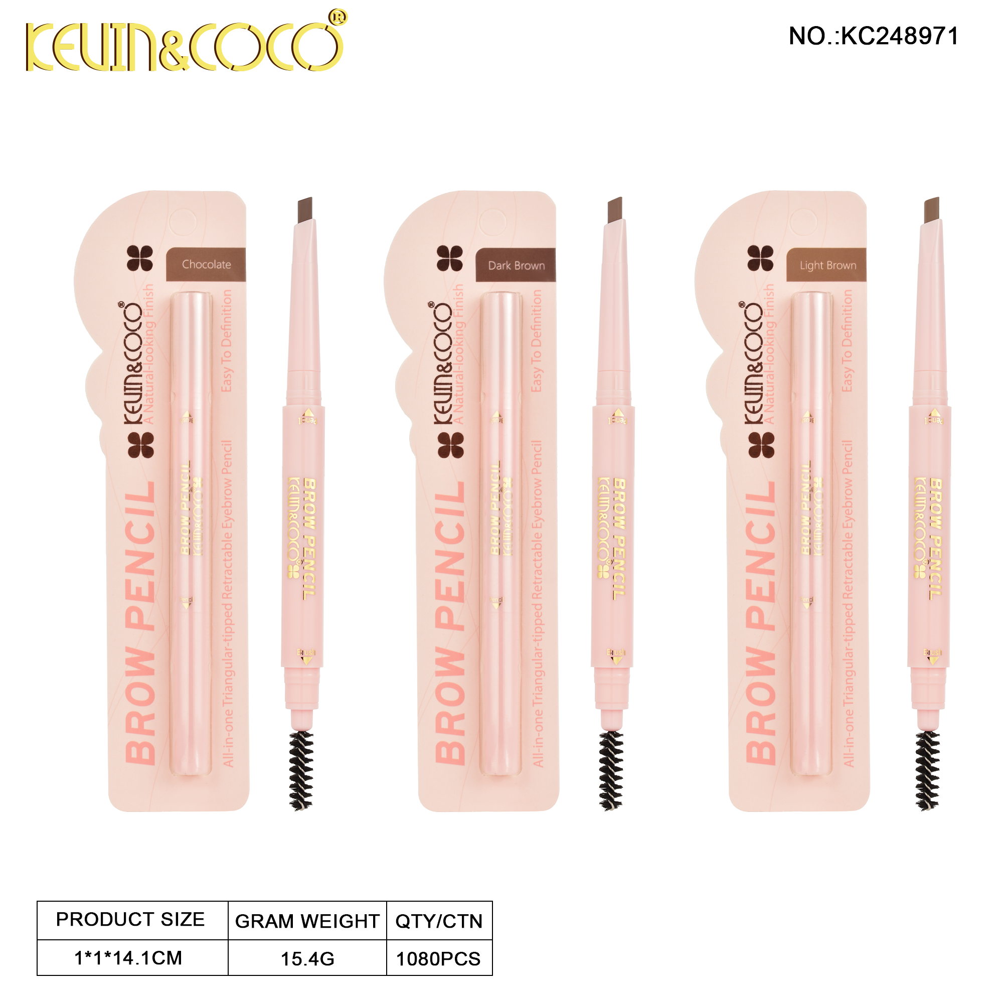 Four-Leaf Clover Triangle Eyebrow Pencil Display - 36PCS(KC248971)