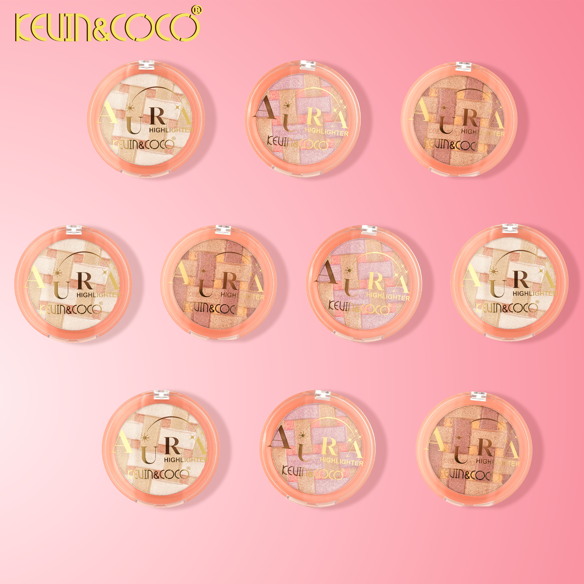 Crystal Grid Luminous Highlighter Powder Display - 24PCS(KC1277)