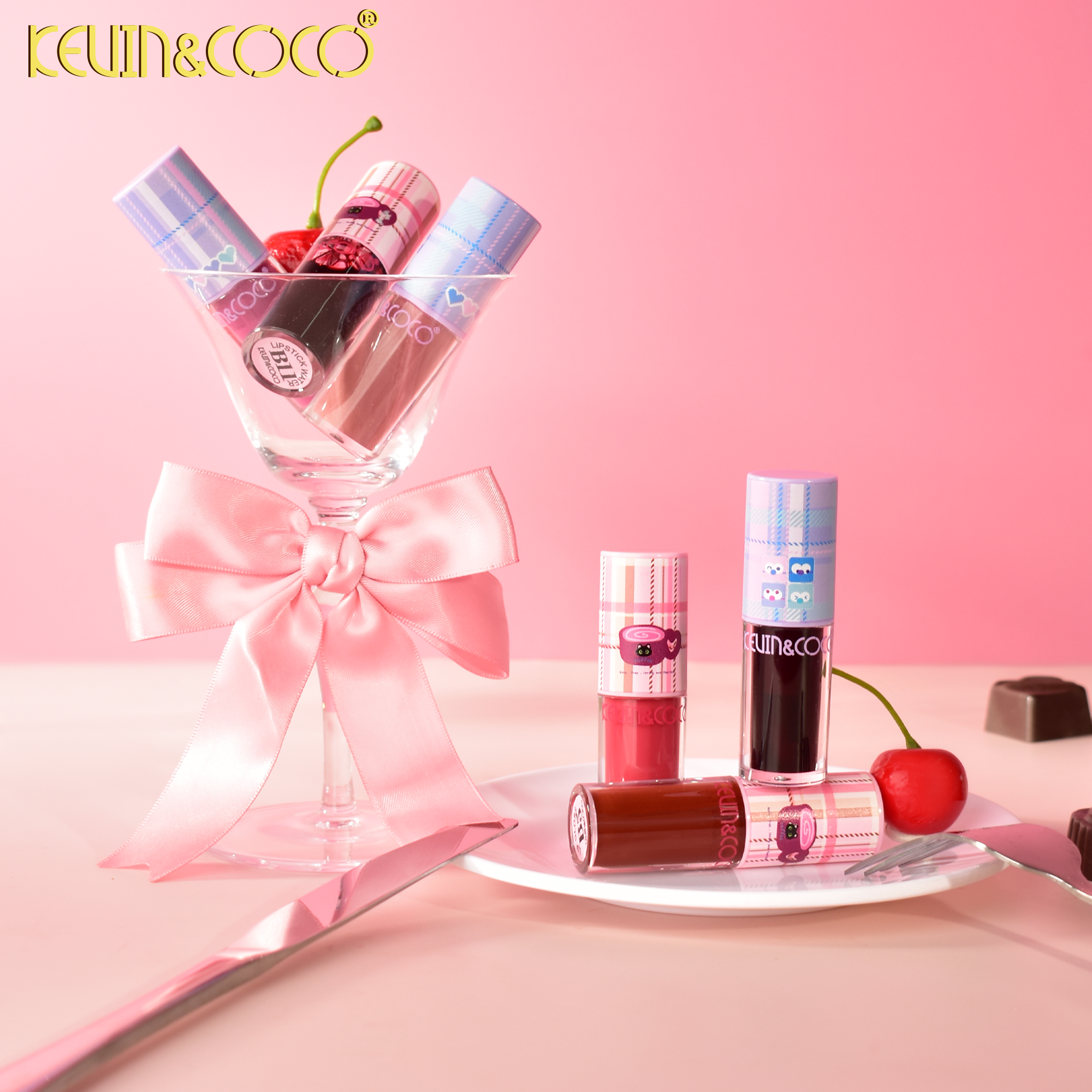 Single Tube Plaid Coffee Lip Gloss Display - 12PCS (KC1018)