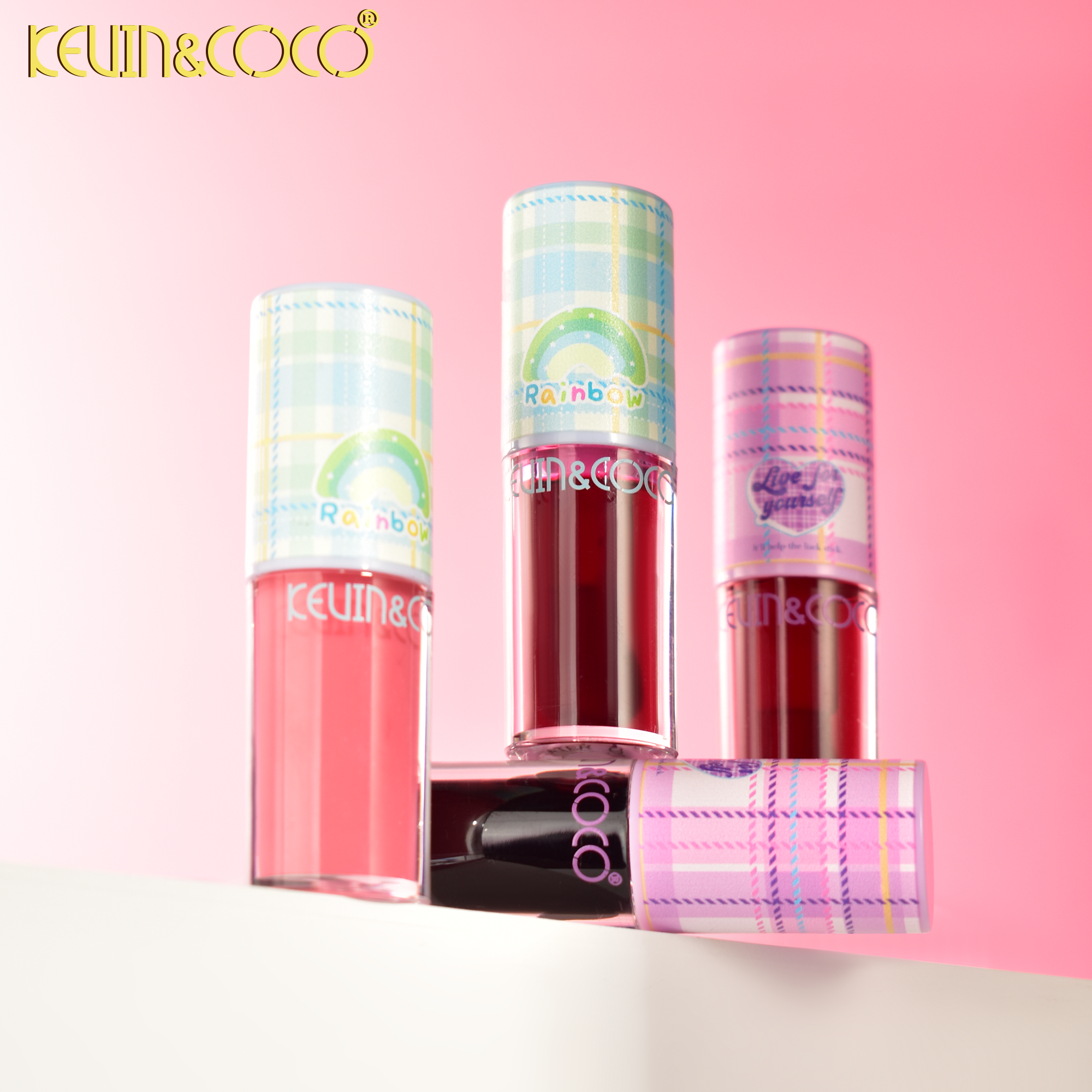 Single Tube Plaid Coffee Lip Gloss Display - 12PCS (KC1018)