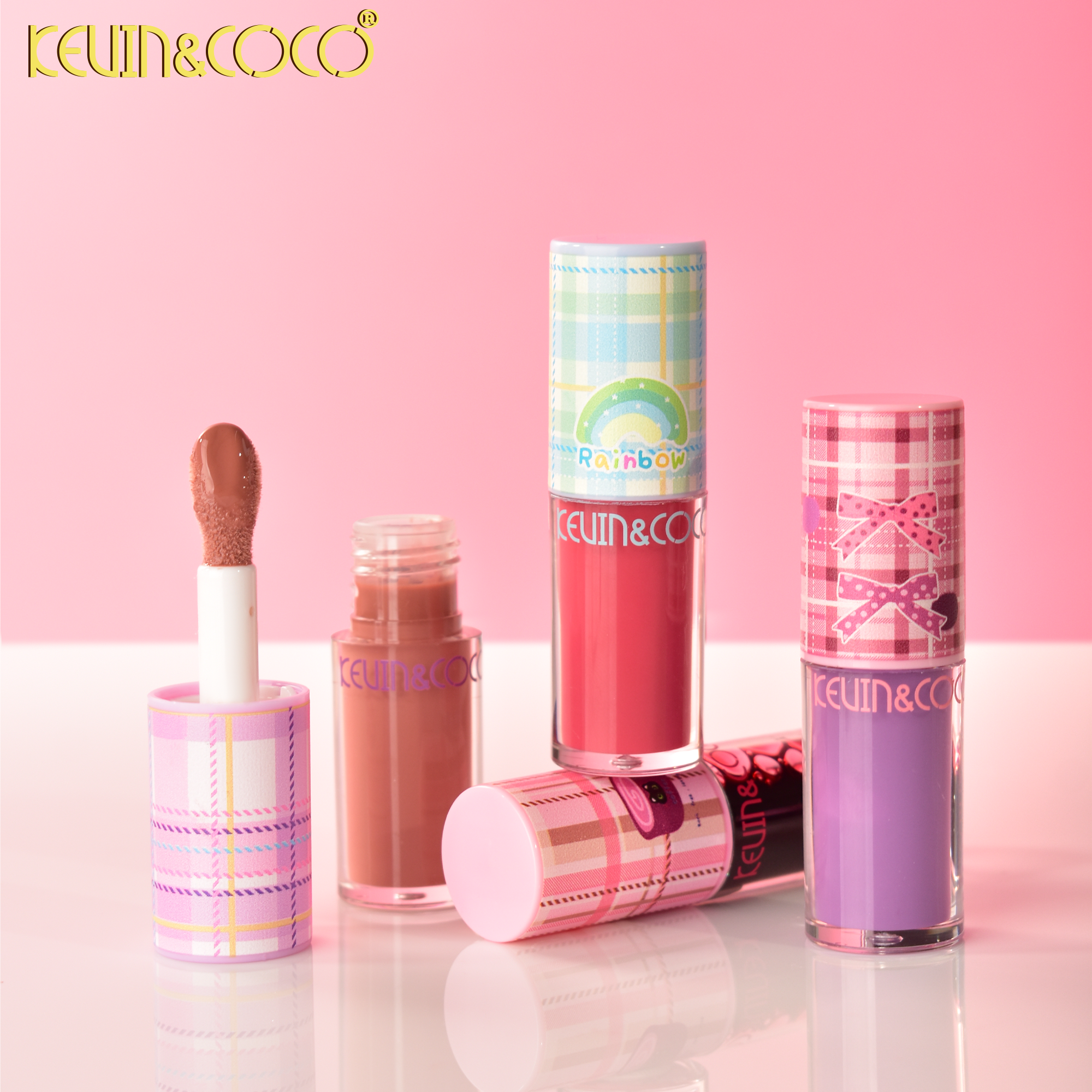 Single Tube Plaid Coffee Lip Gloss Display - 12PCS (KC1018)