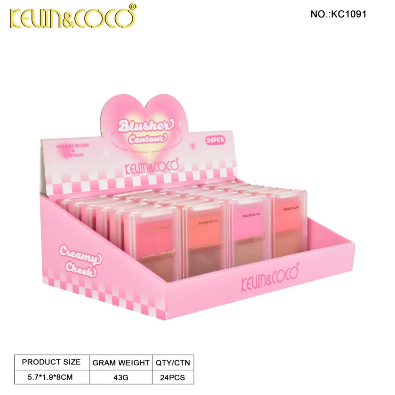 Peachy Milk Mousse Blush & Contour Display - 24PCS(KC1091