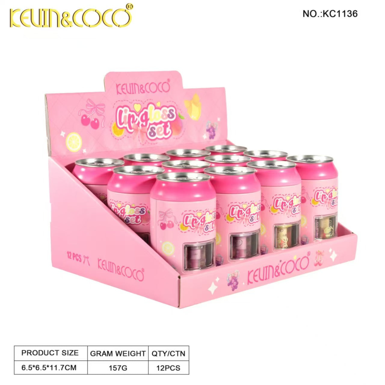 Fruit Satin Lip Gloss 4-Piece Assortment - 12PCS(KC1136) | KEVIN&COCO