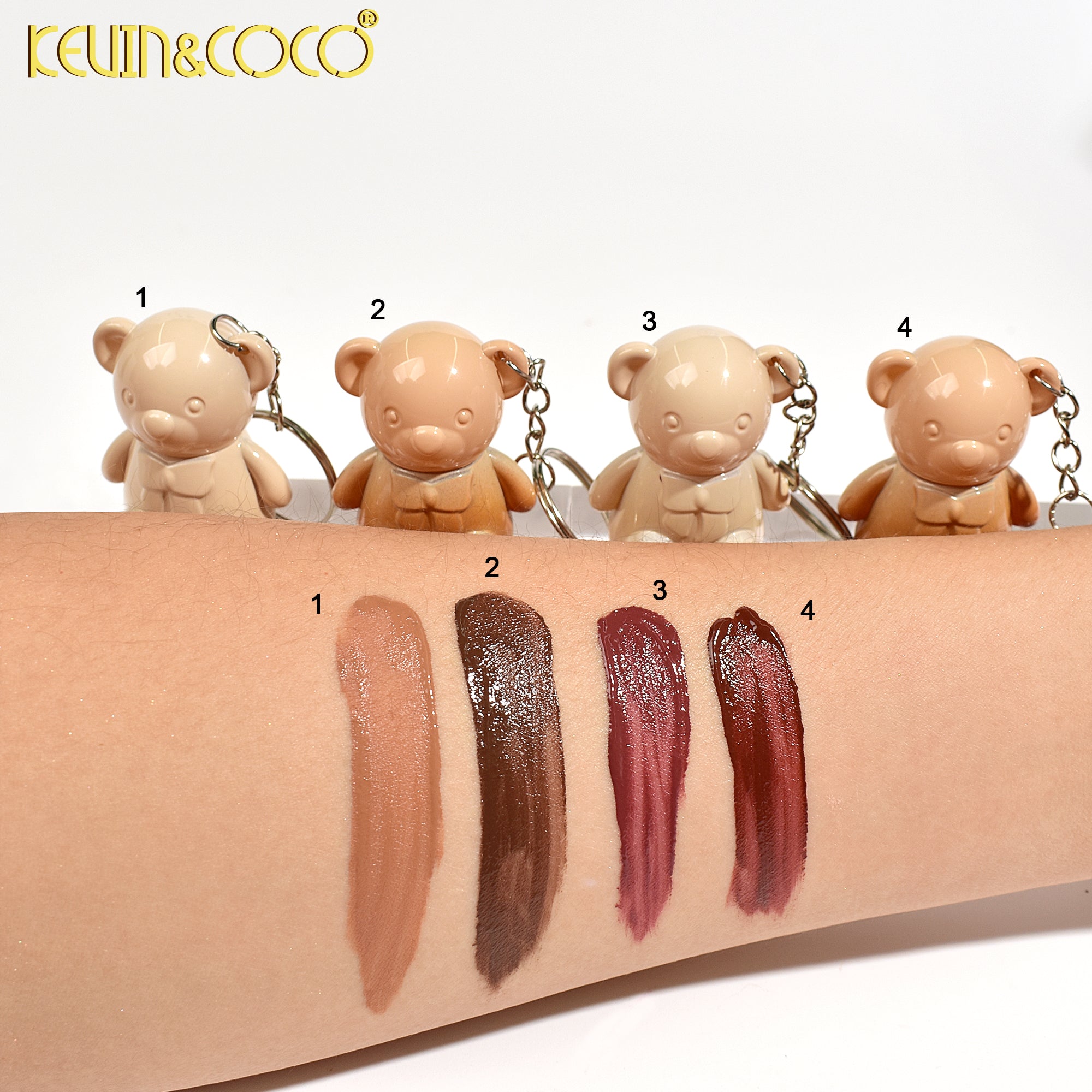 Fuzzy Bear Fun Lip Gloss Keychain Display Set - 24 PCS (KC248285