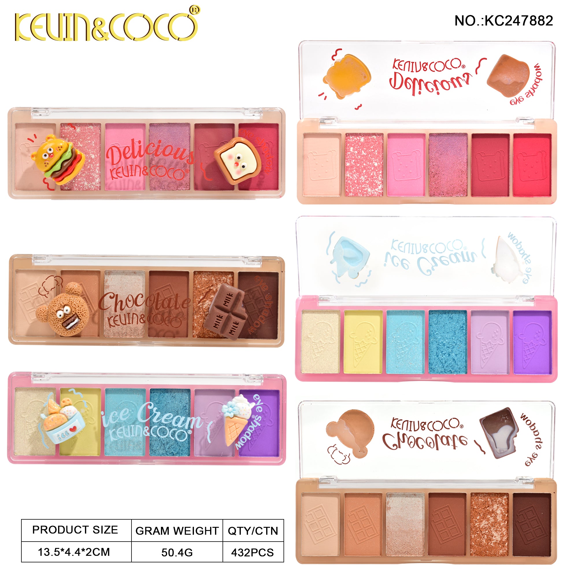 6-Color Foodie Fun Eyeshadow Palette DISPLAY SET - 12 PCS