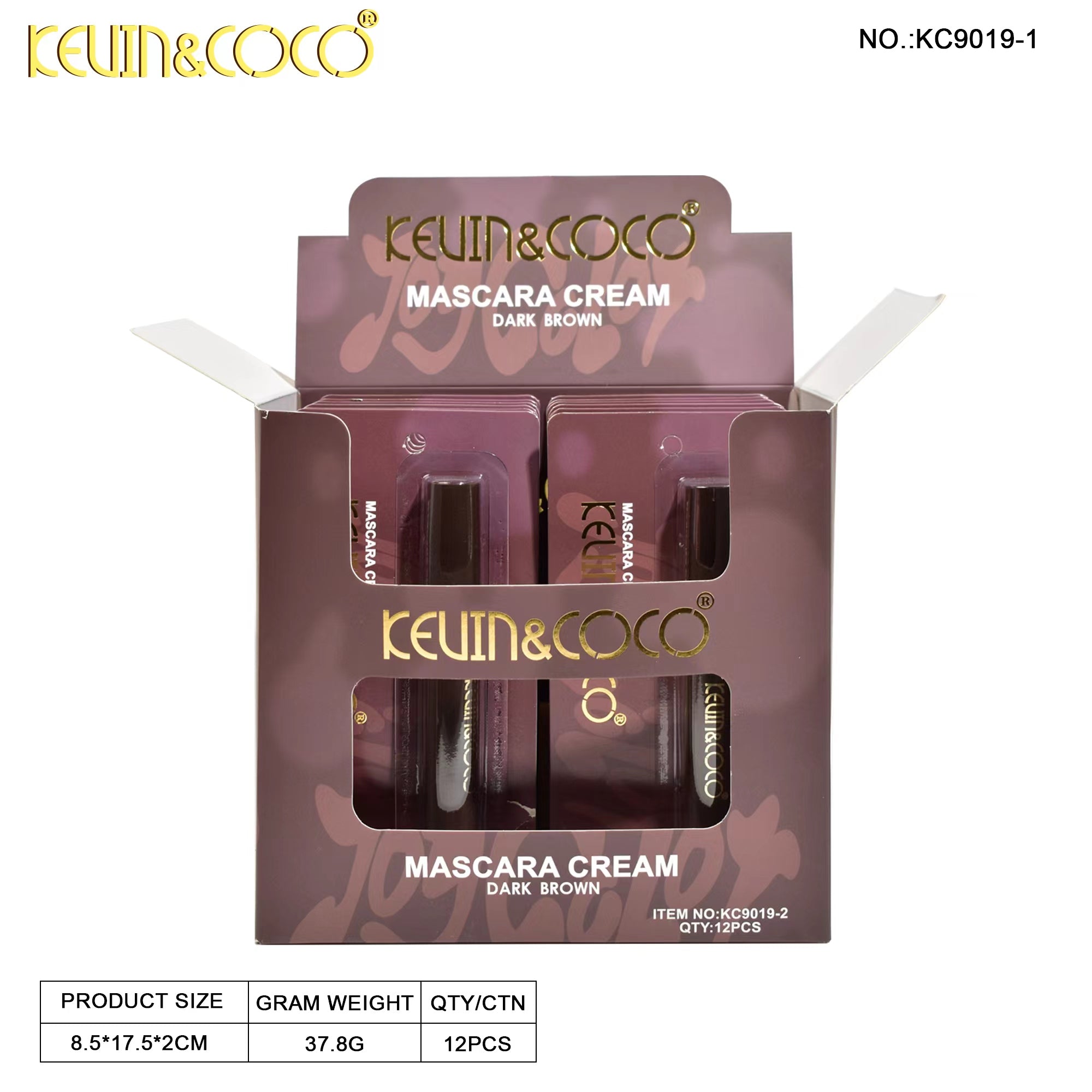 Long Lasting Mascara Brown - 12 PCS (KC9019)