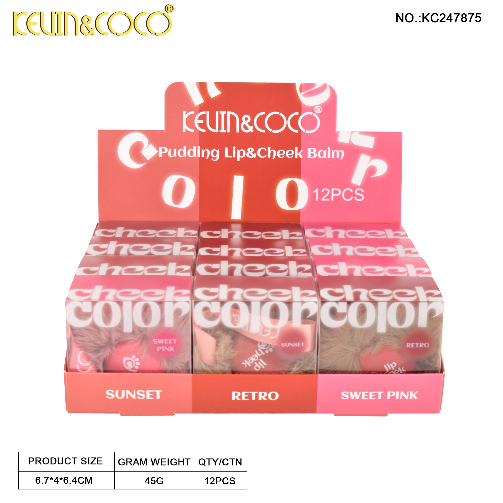 Pudding Lip Cheek Balm Display Set - 12 PCS (KC247875) | KEVIN&COCO