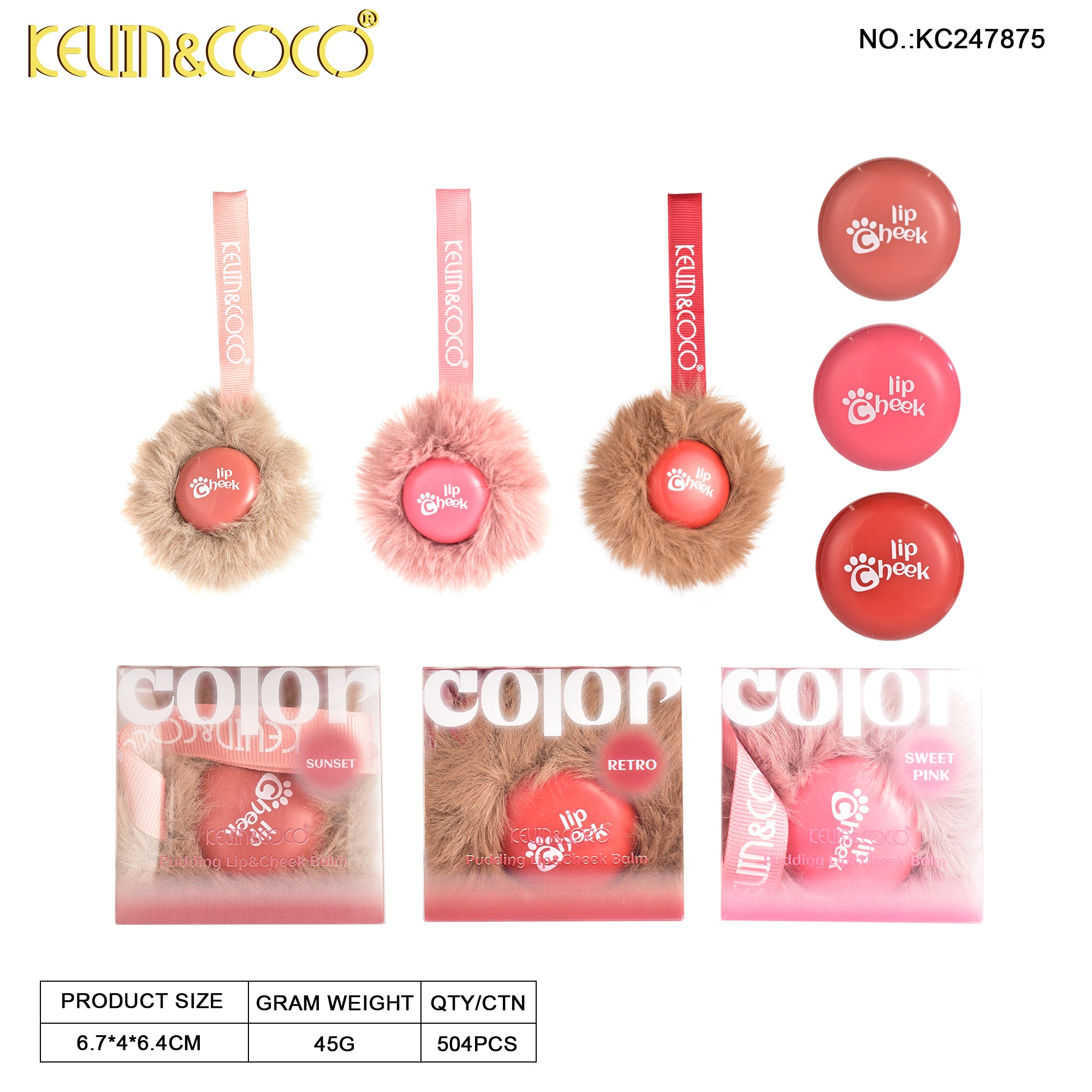 Pudding Lip Cheek Balm Display Set - 12 PCS (KC247875) | KEVIN&COCO