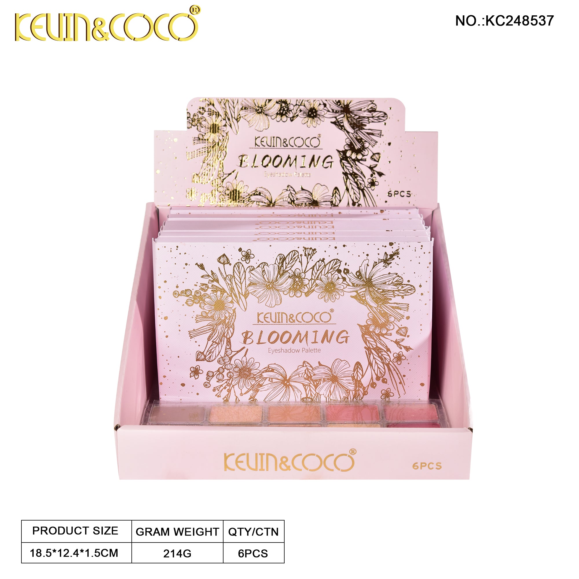 Blooming 15-Color Eyeshadow Palette Display Set - 6 PCS (KC248537