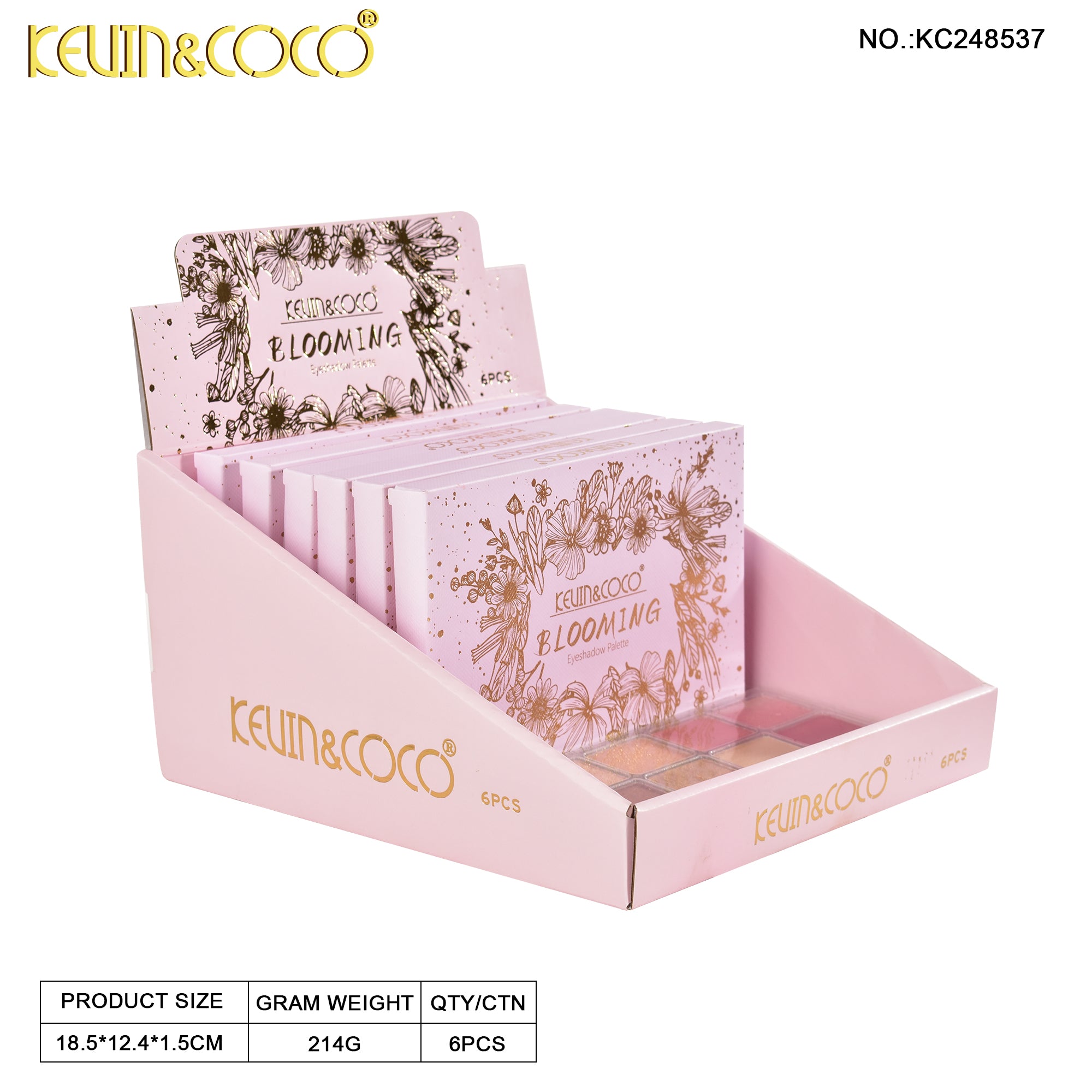 Blooming 15-Color Eyeshadow Palette Display Set - 6 PCS (KC248537