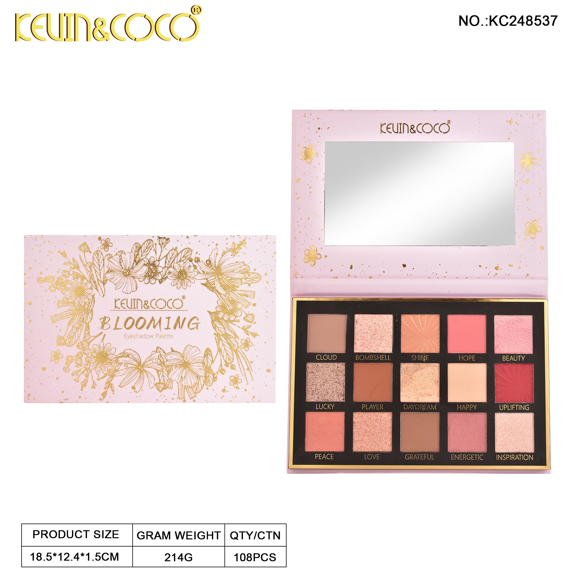 Blooming 15-Color Eyeshadow Palette Display Set - 6 PCS (KC248537