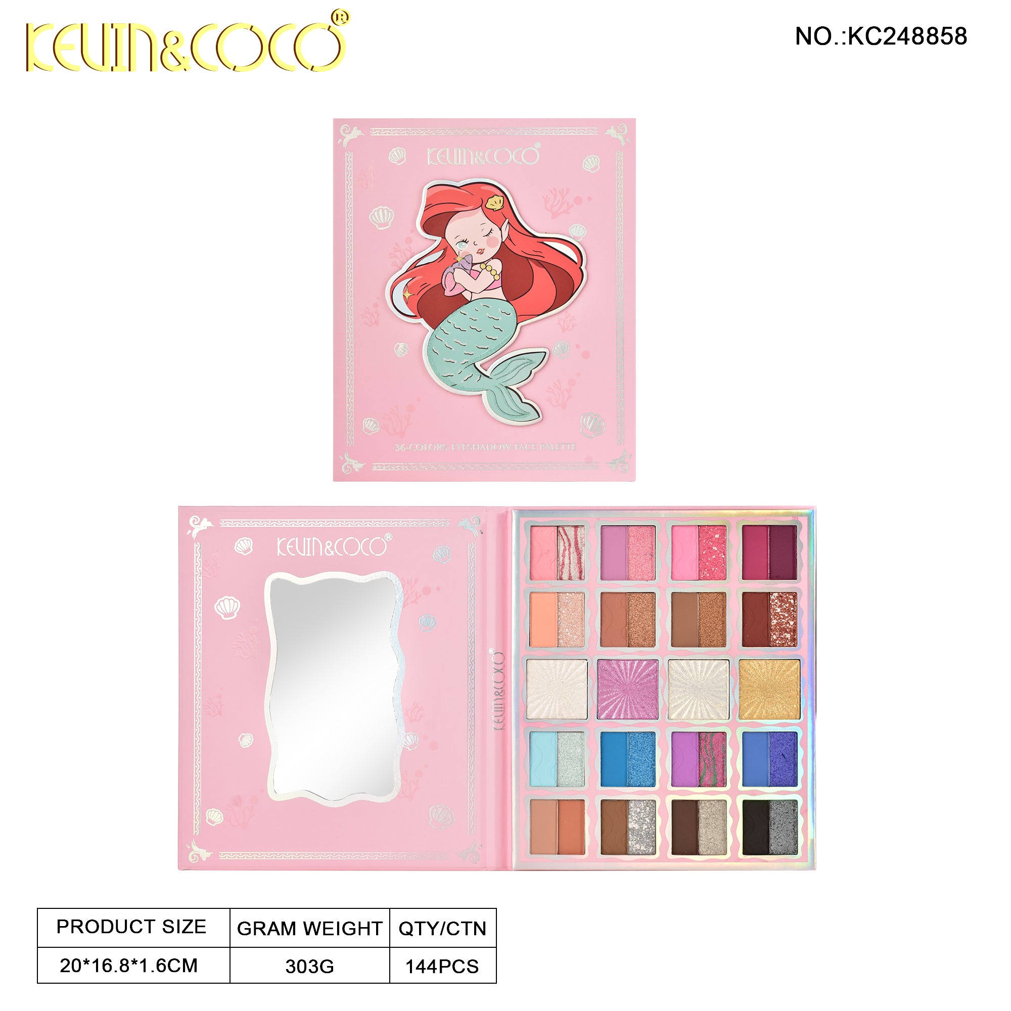 Mermaid 36 colors Eyeshadow Palette DISPLAY SET - 6 PCS (KC248858